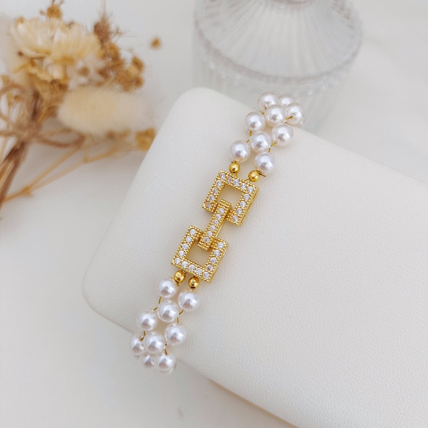 【No.178】DIY Watch Band Buckle Pearl Bracelet Kit | Handmade Daily Jewelry Gift | Crystal Zircon Craft Kit with Tutorial Kit iFCraftorium