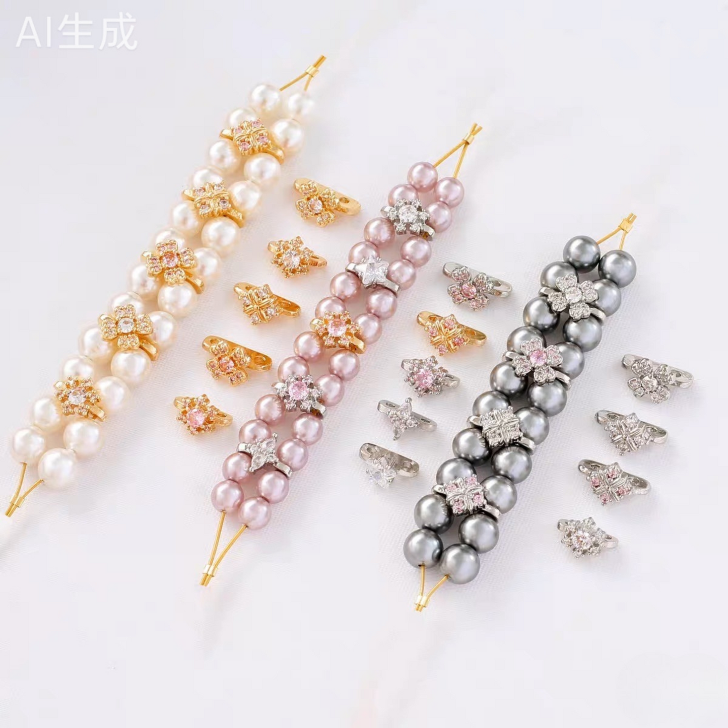 【S09】10PCS DIY Spacer – Purple Zircon Three-Row Three-Hole Separator, Thick Silver Plated, Tarnish Resistant Jewelry Making Accessories