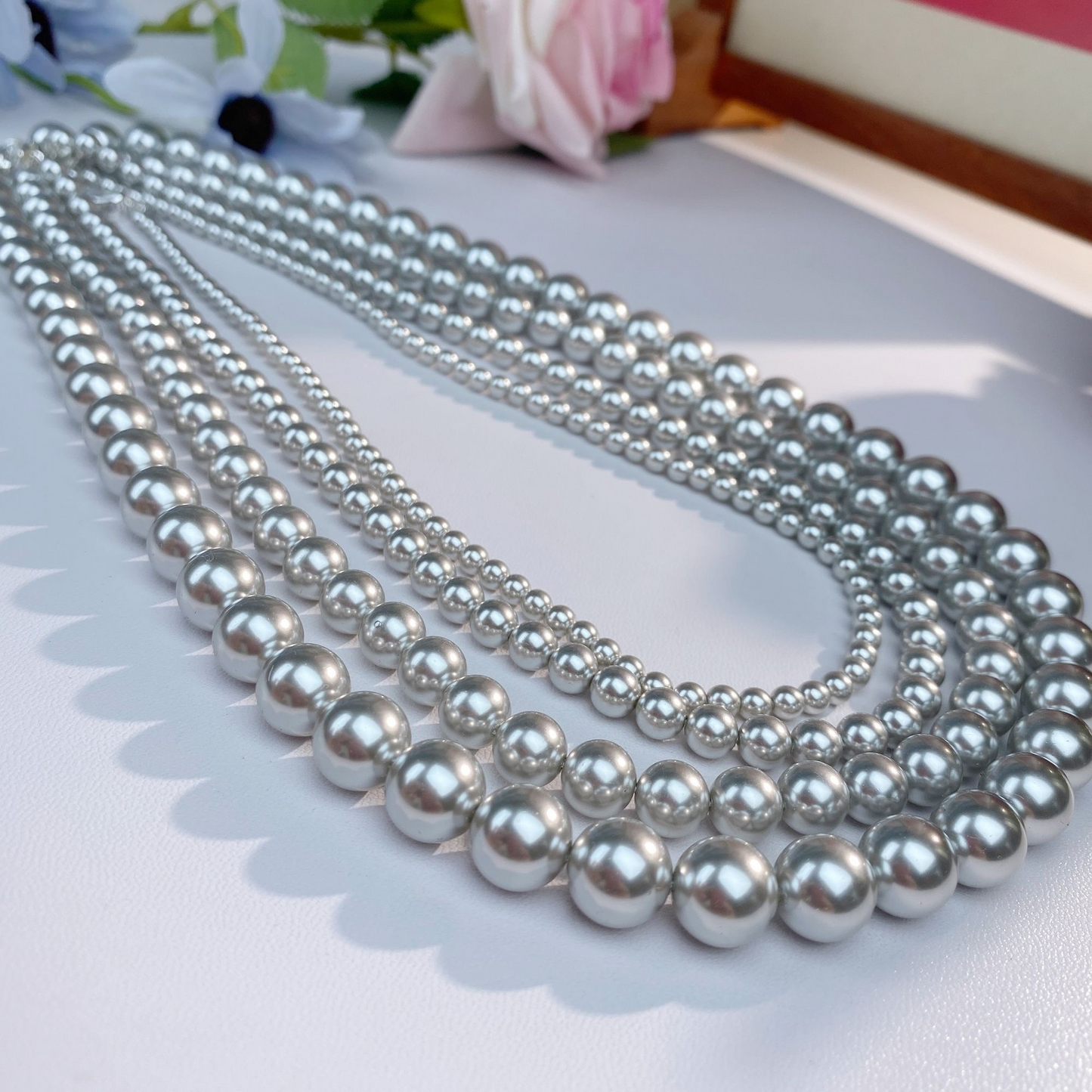 【P05】Imitation Swarovski Classic Tahitian Pearl Beads | 2-8mm Round Glass Pearls | Straight Hole | DIY Jewelry Making Supplies