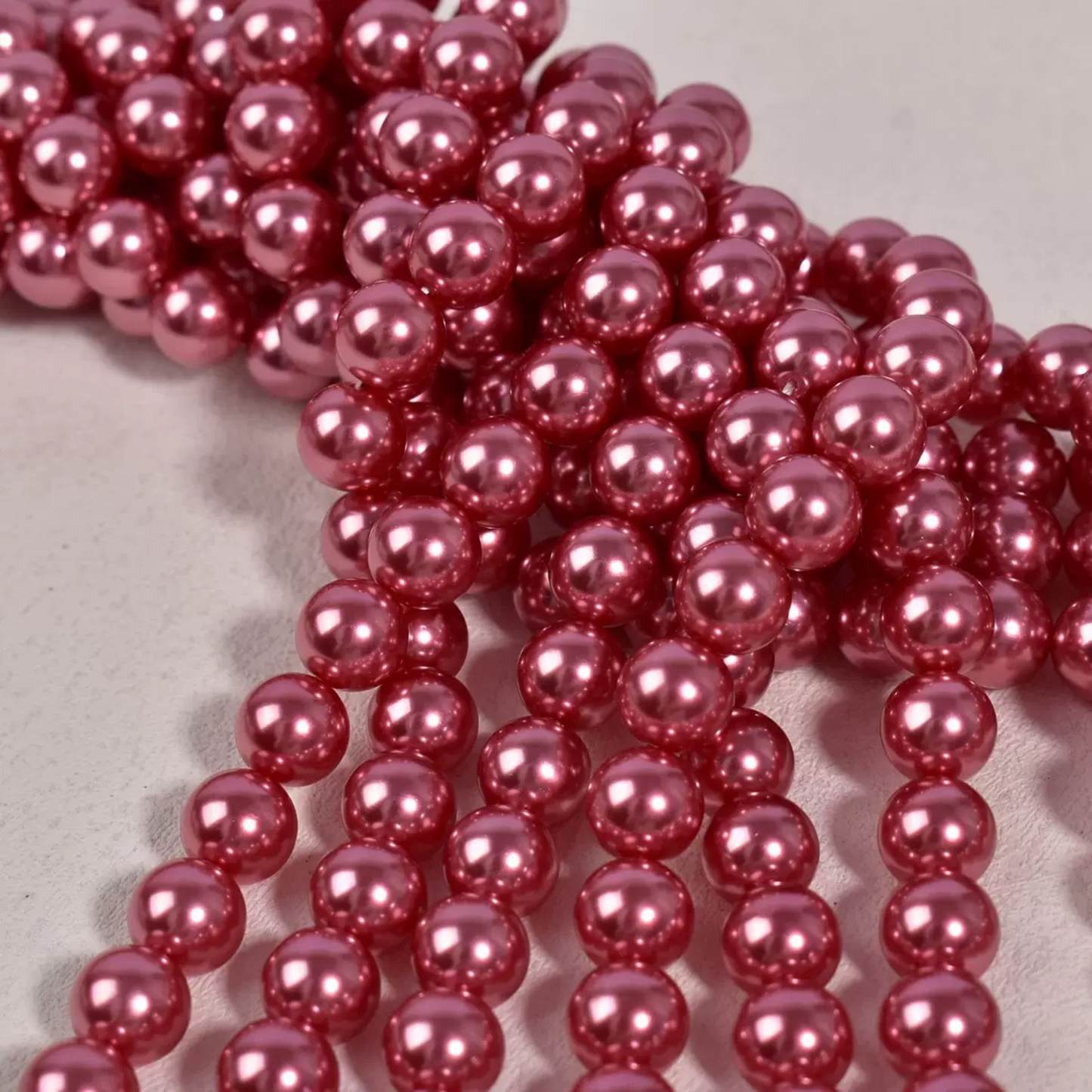 【P13】DIY Beads – Rose Pink Glass Pearls (Swarovski Style) 3-8mm | High Luster Round Beads | Jewelry Making Supplies