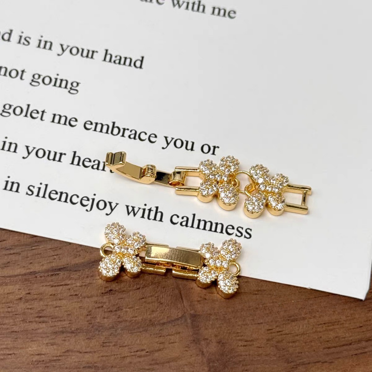 【B18】1PCS Butterfly Clasp Connector – Micro Pave Rhinestone Strap Link | DIY Jewelry Making