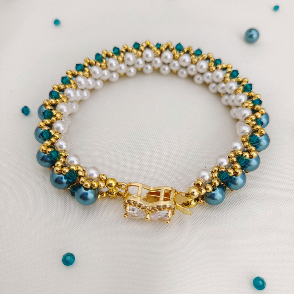 DIY Pearl Bangle Bracelet Kit – Pearl & Crystal Beads | iFCraftorium Christmas Gift Kit#184 iFCraftorium