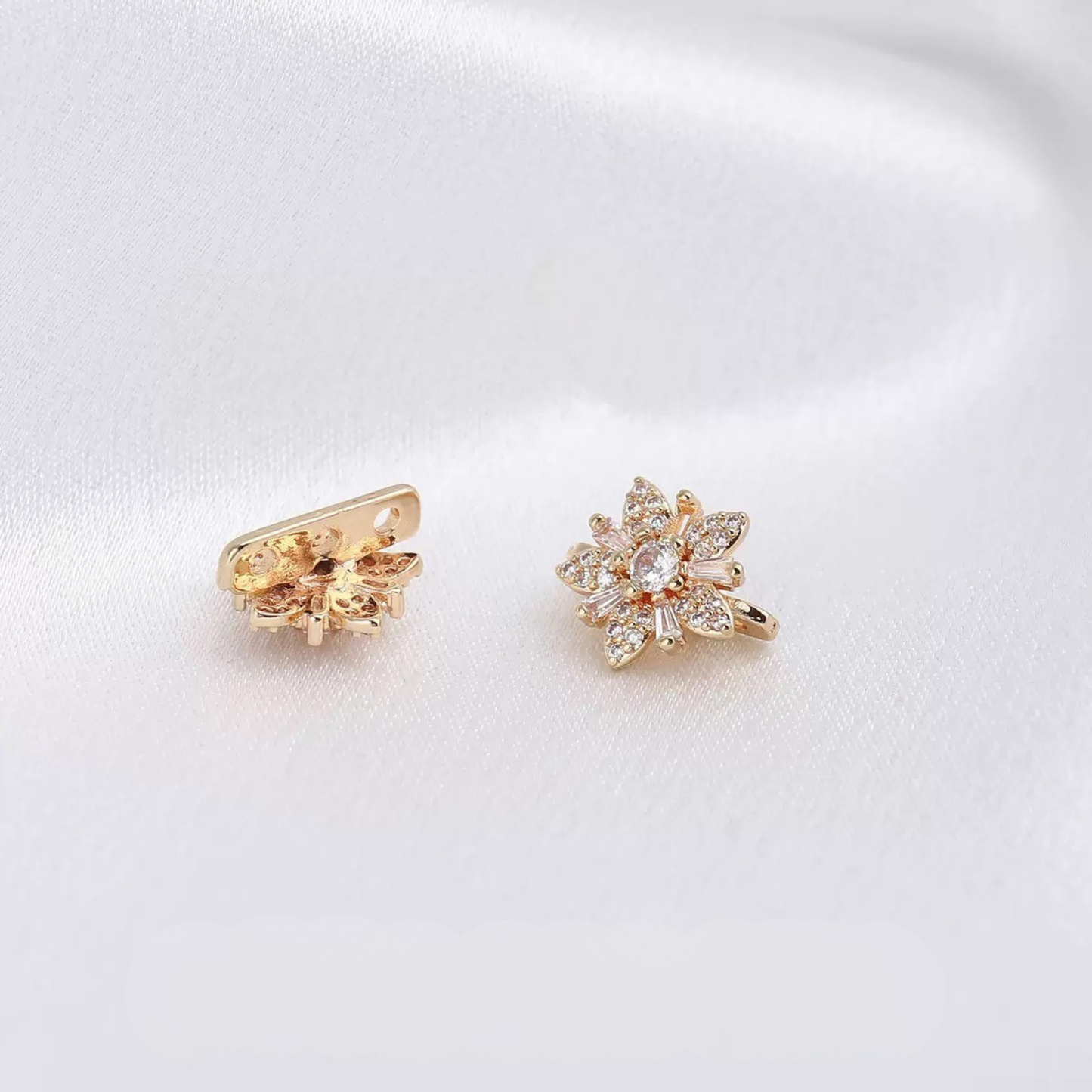 【S18】10PCS DIY Jewelry Spacer – 3-Hole Snowflake Connector, Full Pave Zircon, 18K Gold / Thick Silver Plated, High Color Retention, for Beaded Bracelet & Necklace Making iFCraftorium
