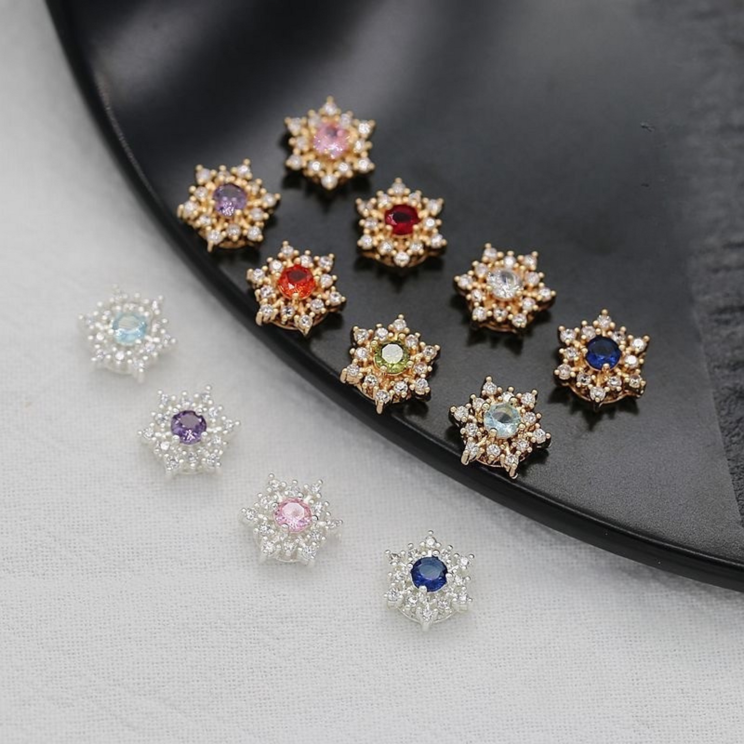 【S06】1PCS Hexagram CZ Spacer Beads – Sparkling 6-Point Star Beads, Gold/Silver-Plated, for DIY Bracelets & Jewelry Making