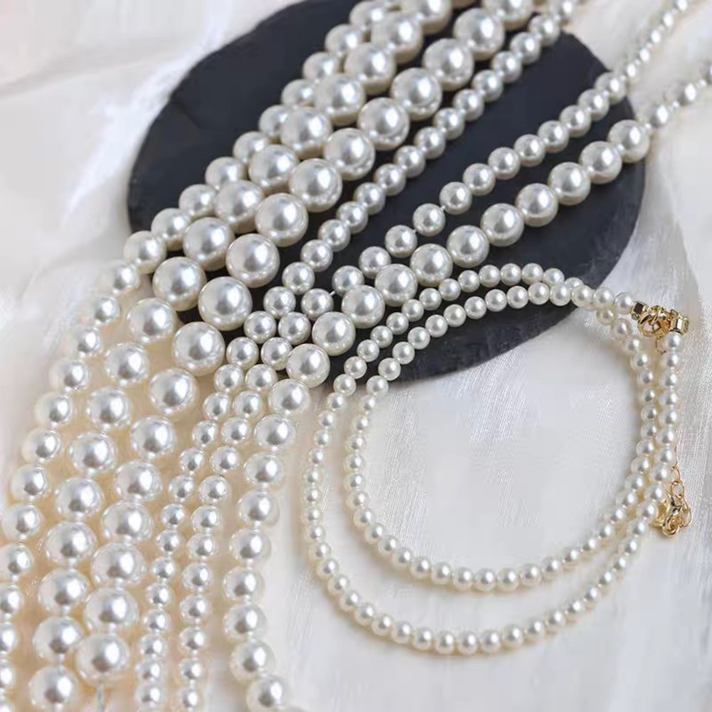 【P02】Glass Imitation Pearl Beads – Code 650 Warm Ivory, 2–10mm Round, Glossy Finish for DIY Jewelry