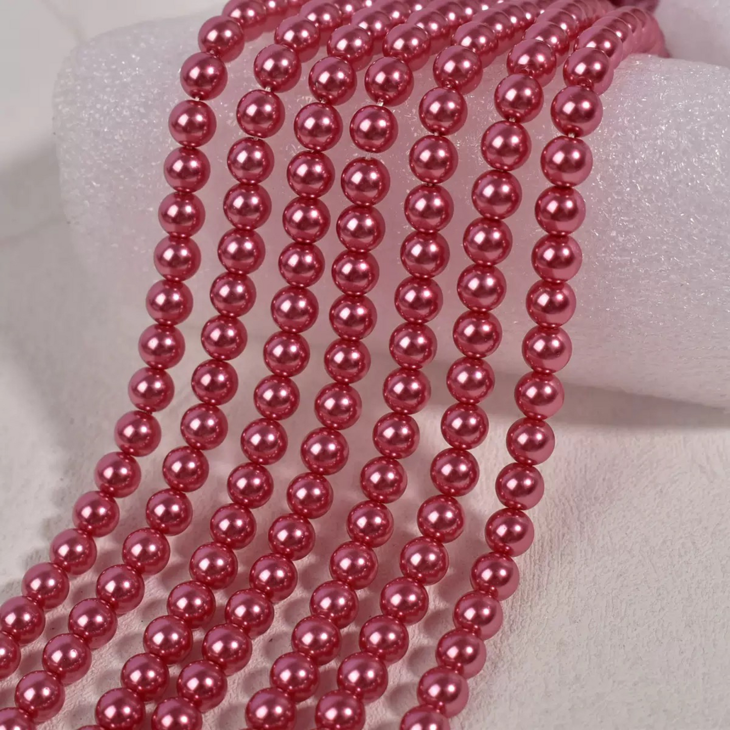 【P13】DIY Beads – Rose Pink Glass Pearls (Swarovski Style) 3-8mm | High Luster Round Beads | Jewelry Making Supplies