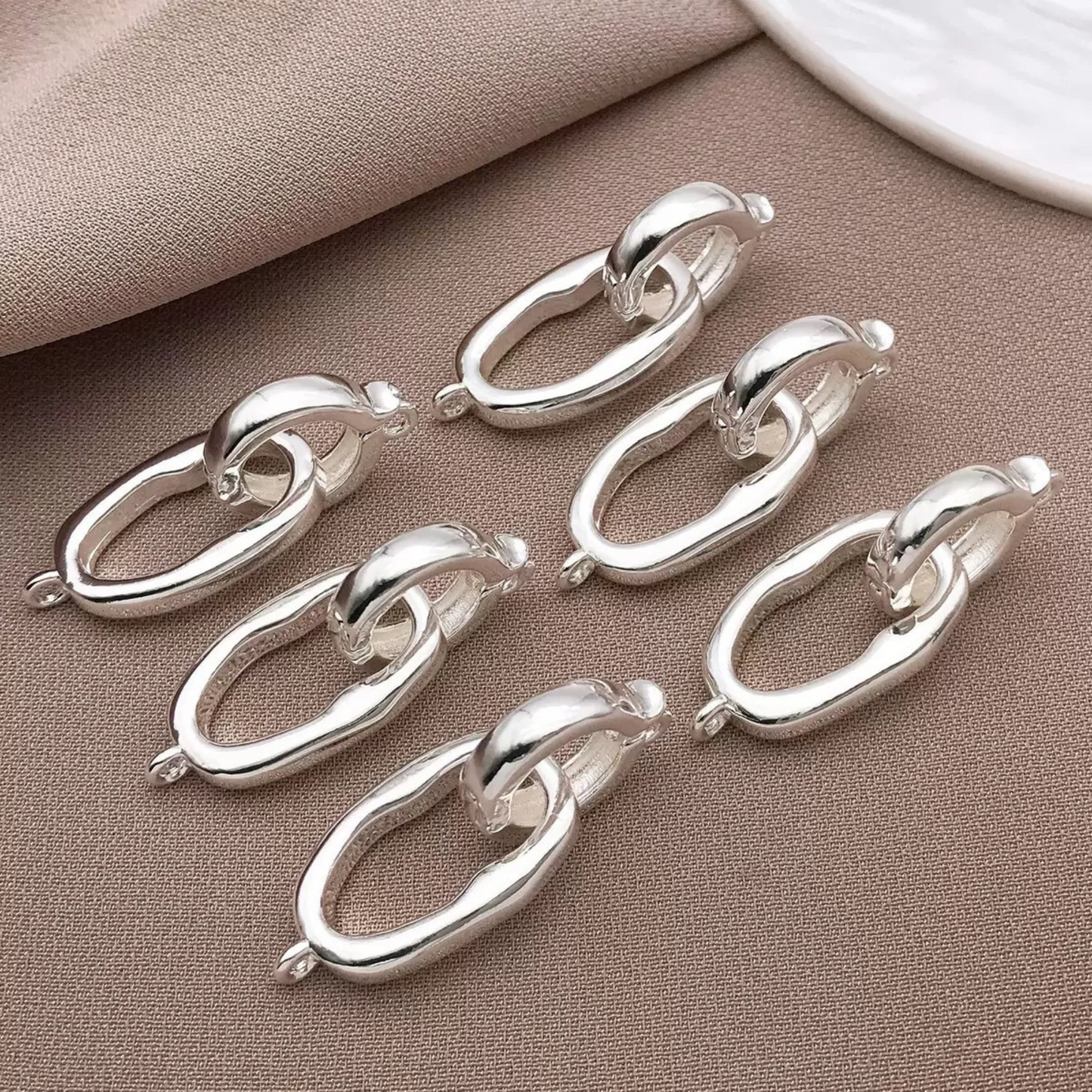 【B17】3PCS Irregular Oval Clasp – Gold/Silver-Plated Copper Connector for DIY Bracelets & Necklaces