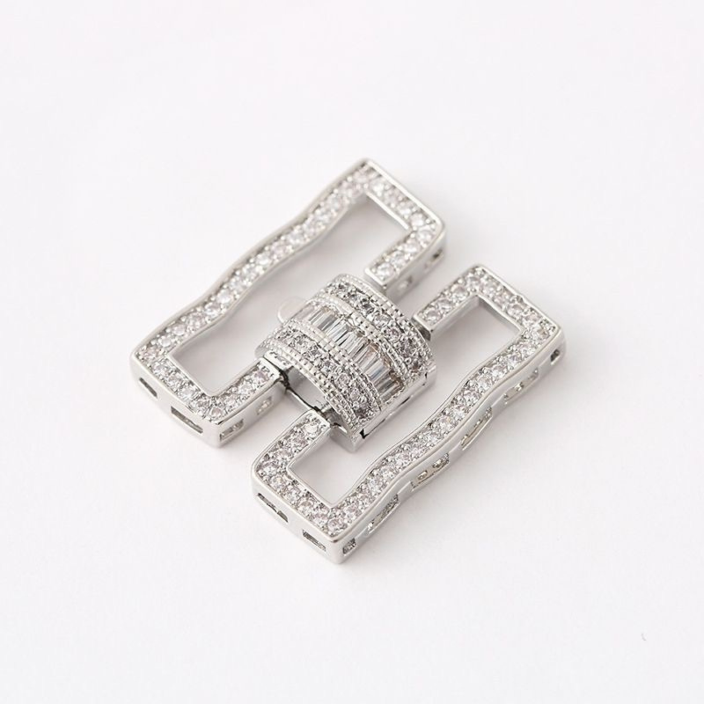 【B45】DIY Jewelry Clasp – Large Infinity 5-Hole Full Zircon Connector | 18K Gold/Silver Plated High-Color Retention Copper Findings | Beading Accessories iFCraftorium