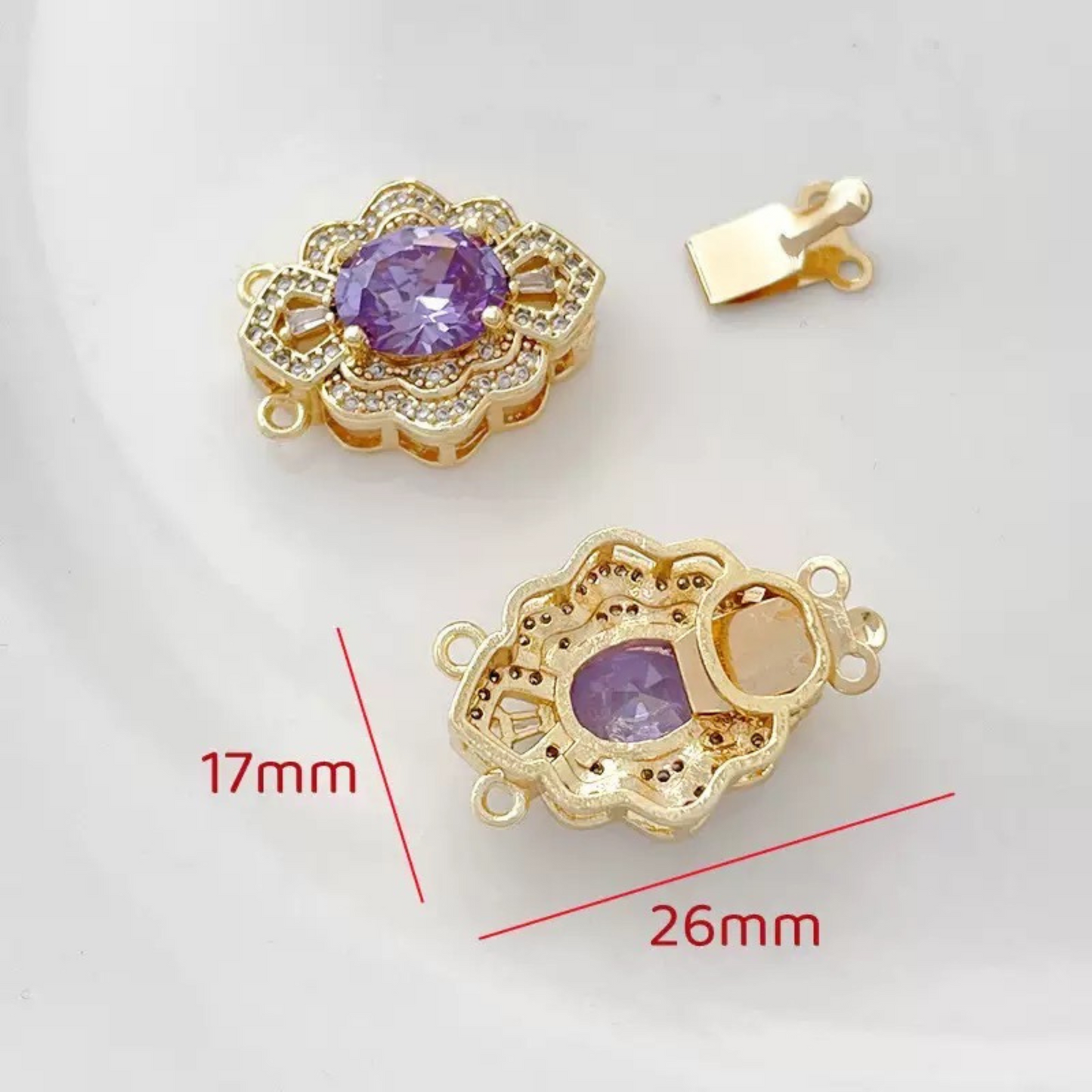【B29】1PCS DIY Jewelry Clasp – Double Row Insert Buckle | 18K Gold Plated | Zircon Inlaid | Tarnish Resistant