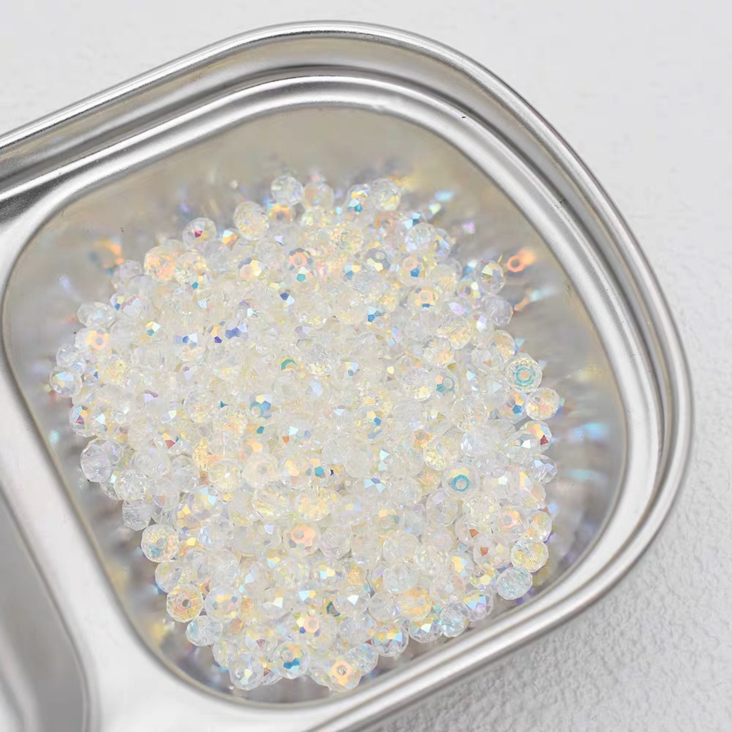 【L09】100PCS DIY Crystal Beads – 4mm AB Shiny Rondelle Wheel Beads, Imitation Swarovski Glass Beads for Handmade Jewelry Making (Bracelets & Necklaces)