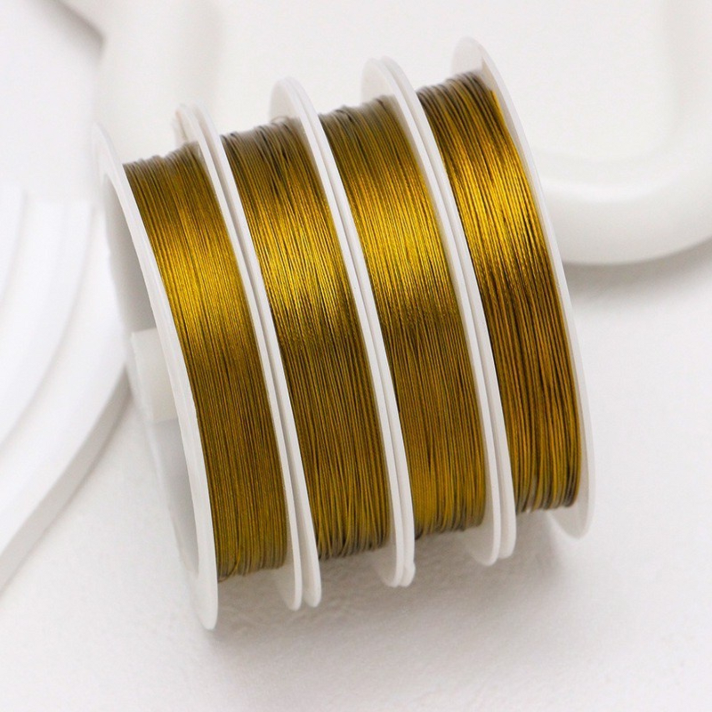 【T02】2 Roll 0.25mm Ultra-Fine Jewelry Wire | 25M Roll | Gold/Silver/White | Flexible Beading Steel Wire for DIY Bracelets & Necklaces