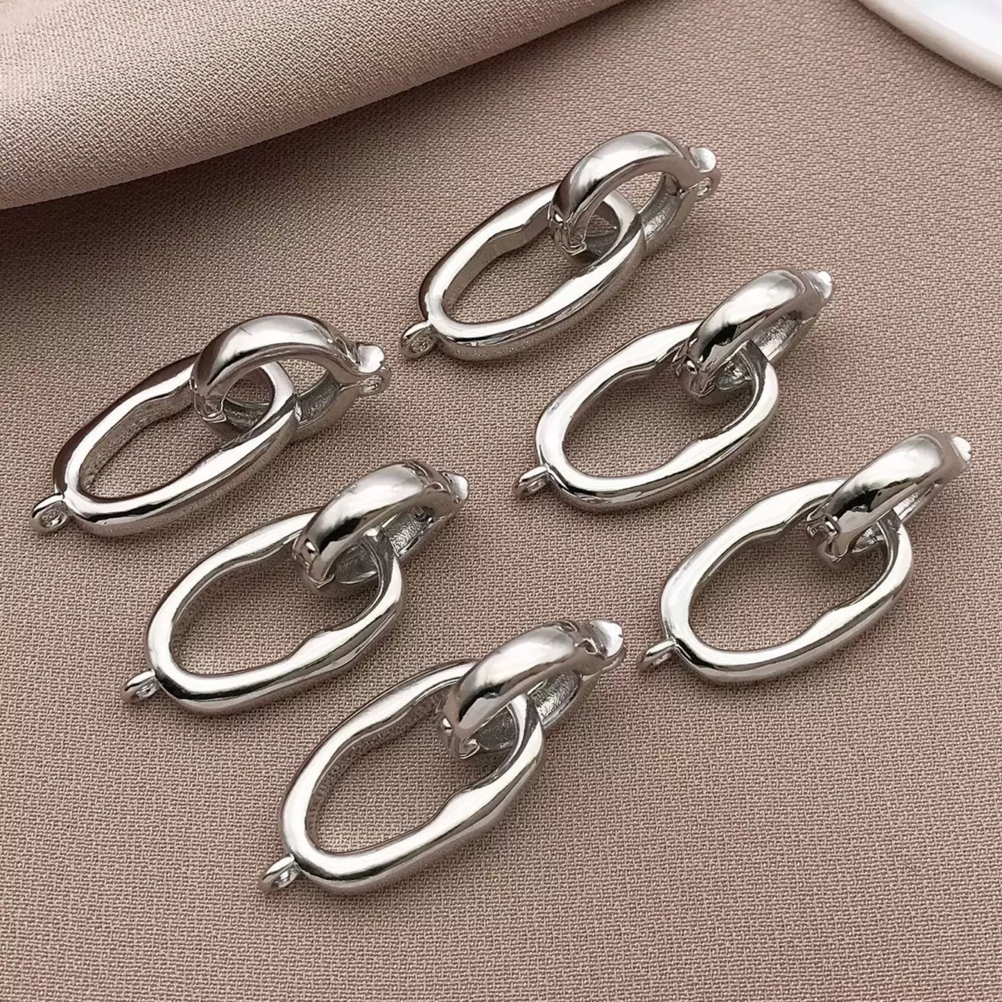 【B17】3PCS Irregular Oval Clasp – Gold/Silver-Plated Copper Connector for DIY Bracelets & Necklaces