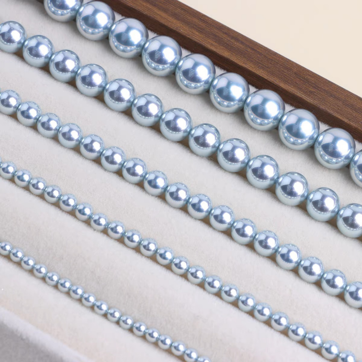 【P07】Imitation Swarovski Blue Snow Glass Pearls | High Gloss Round Beads | 2–8mm DIY Jewelry Making Supplies