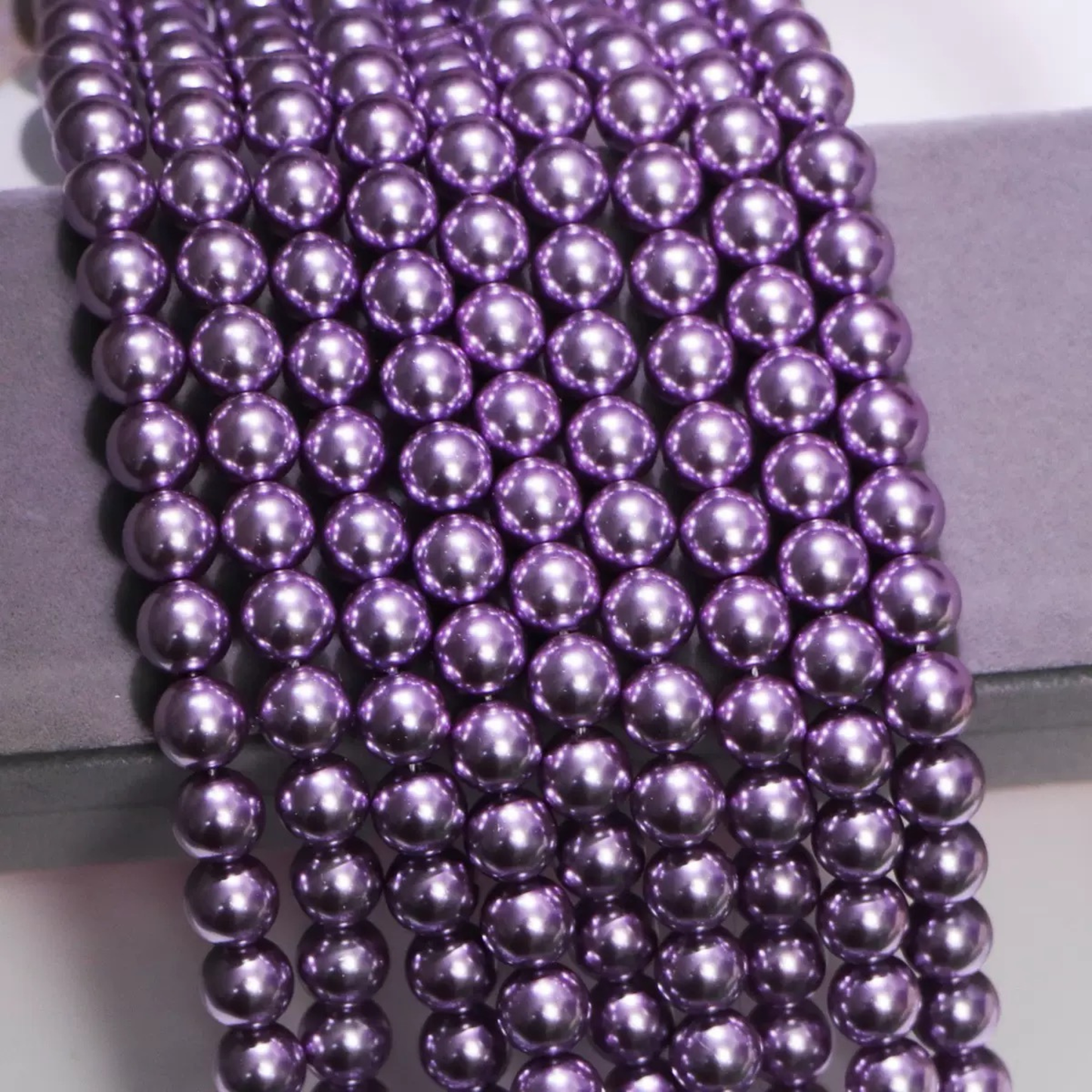【P17】Purple Glass Pearl Beads – 3–8mm Round High Shine | Beads for Bracelets DIY iFCraftorium