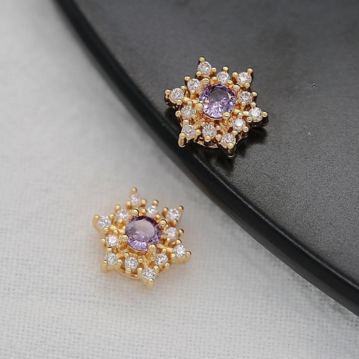 【S06】1PCS Hexagram CZ Spacer Beads – Sparkling 6-Point Star Beads, Gold/Silver-Plated, for DIY Bracelets & Jewelry Making