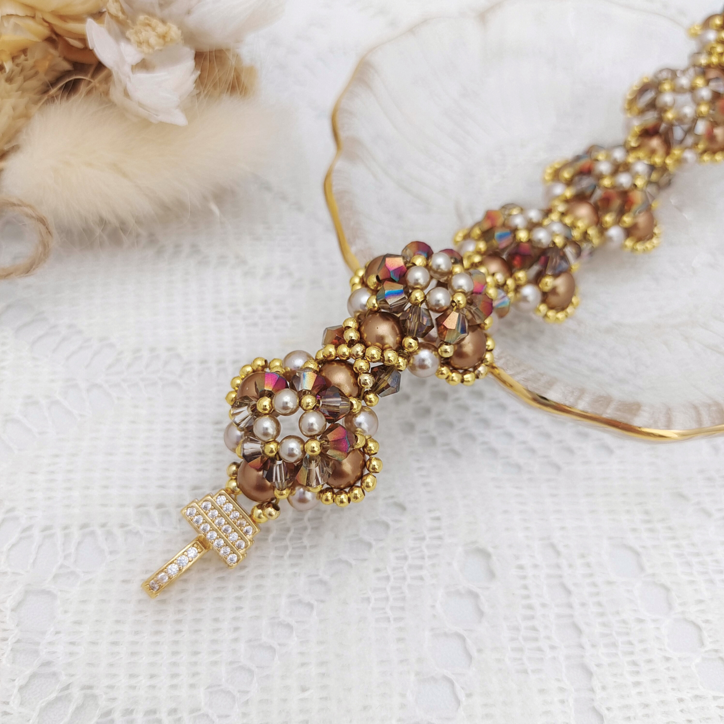 【No.107】DIY Jewelry Making Kit – “Dressage Elegance” Pearl Bracelet | Complete Tutorial Included iFCraftorium