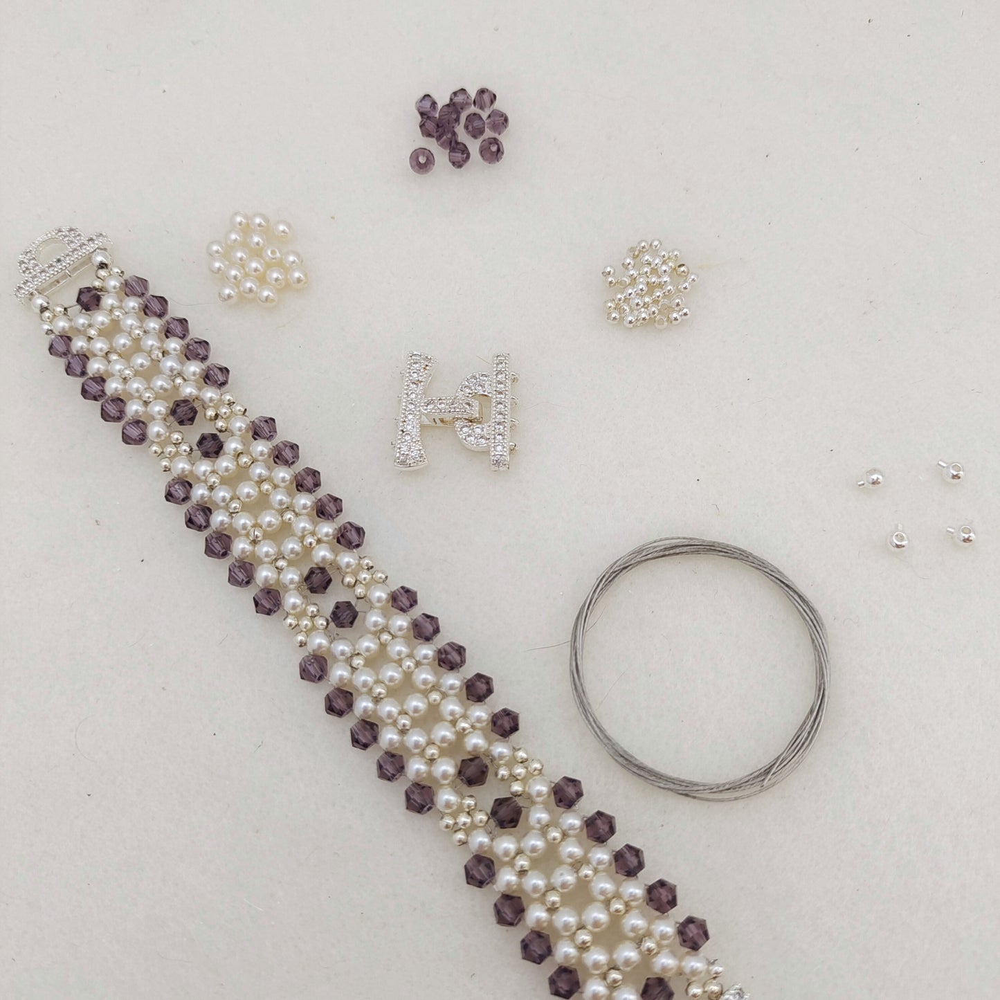 【No.117】DIY Jewelry Kit | “Chanel-Inspired Elegance” Pearl & Diamond Bead Bracelet | Complete Tutorial Included