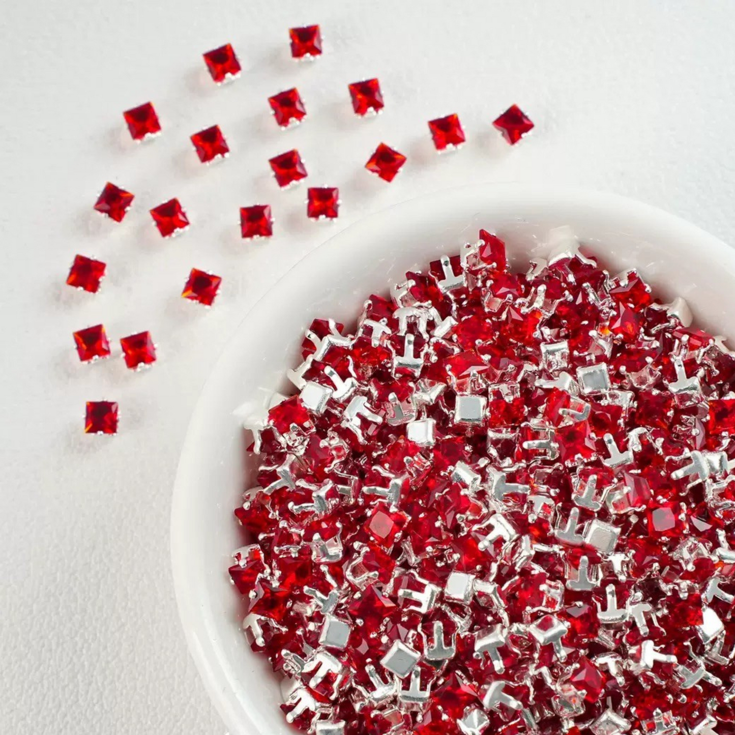 【A08】50pcs Square Zircon Beads – 3x3mm Silver-Claw DIY Spacer for Handmade Jewelry iFCraftorium