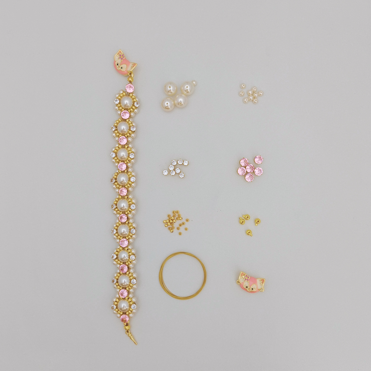 【No.54】 LinaBelle Inspired Premium DIY Bracelet Craft Kit | Gold, Pink & Pearl | Includes Video Tutorial