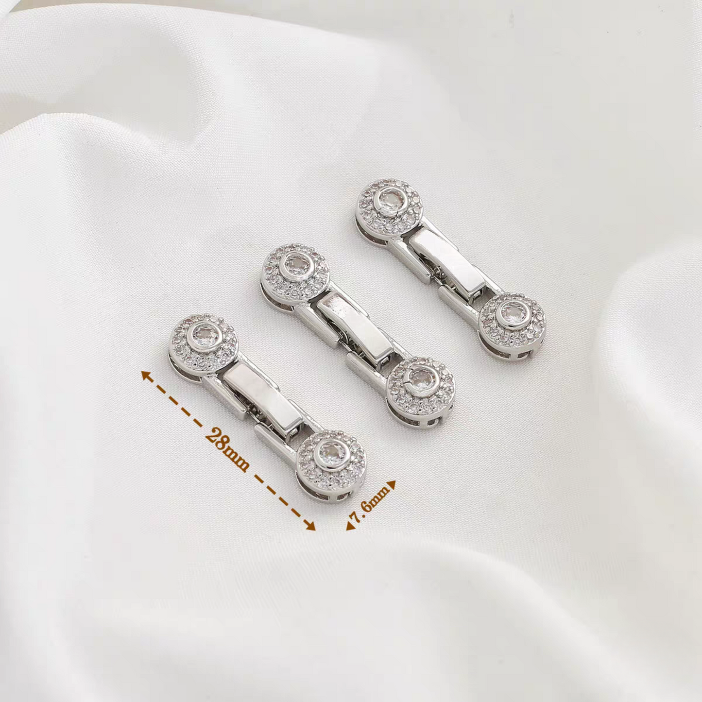 【B27】1PCS DIY Jewelry Findings – Clover Strap Clasp with Zircon | 18K Gold/Platinum Plated | Non-fading Beading Accessories