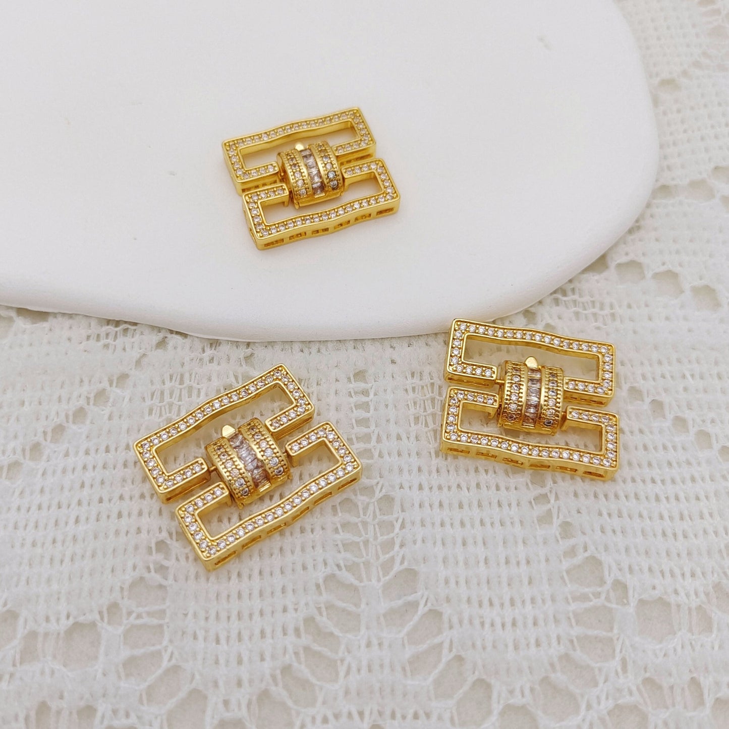 【B45】DIY Jewelry Clasp – Large Infinity 5-Hole Full Zircon Connector | 18K Gold/Silver Plated High-Color Retention Copper Findings | Beading Accessories iFCraftorium