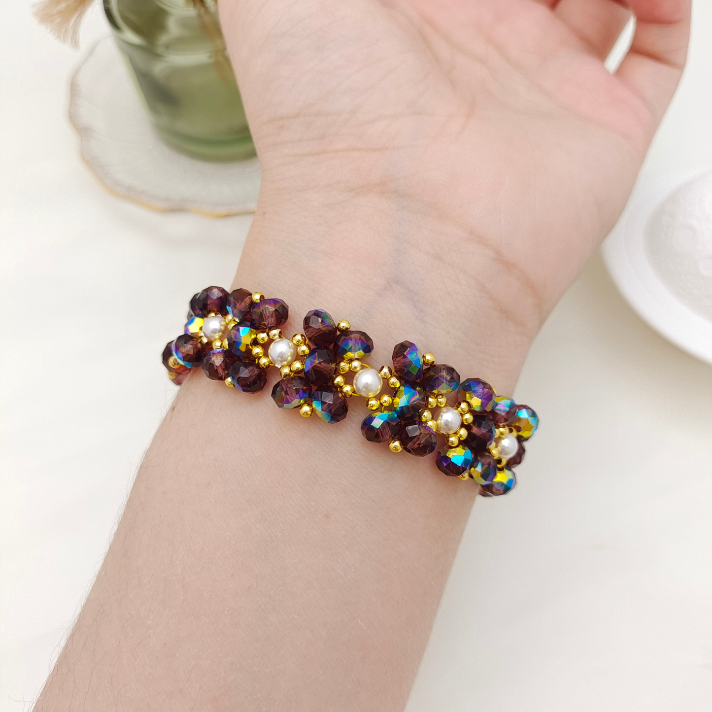 【No.147】Purple Butterfly Bracelet DIY Kit | Pearl Beads & Beading Supplies iFCraftorium