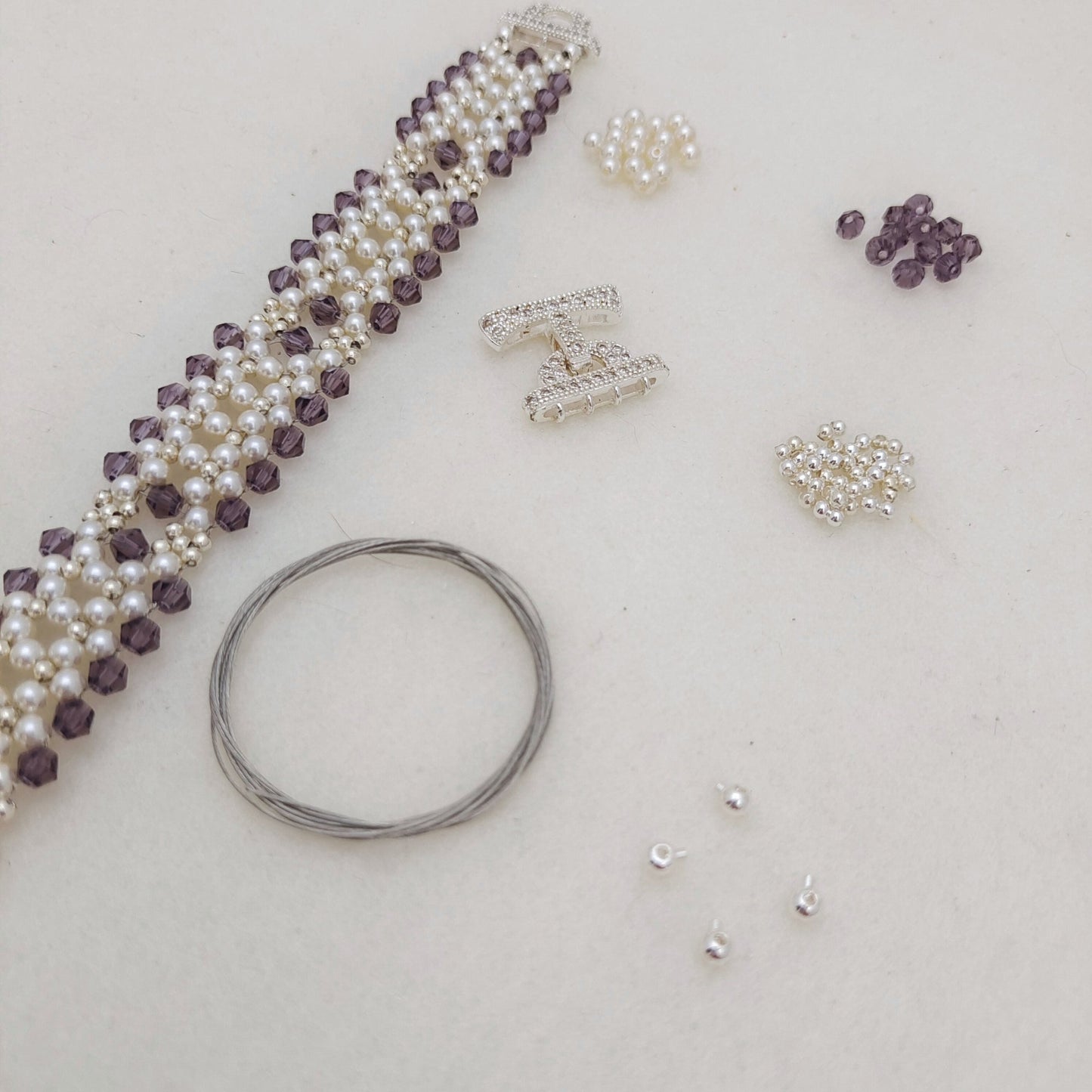 【No.117】DIY Jewelry Kit | “Chanel-Inspired Elegance” Pearl & Diamond Bead Bracelet | Complete Tutorial Included iFCraftorium