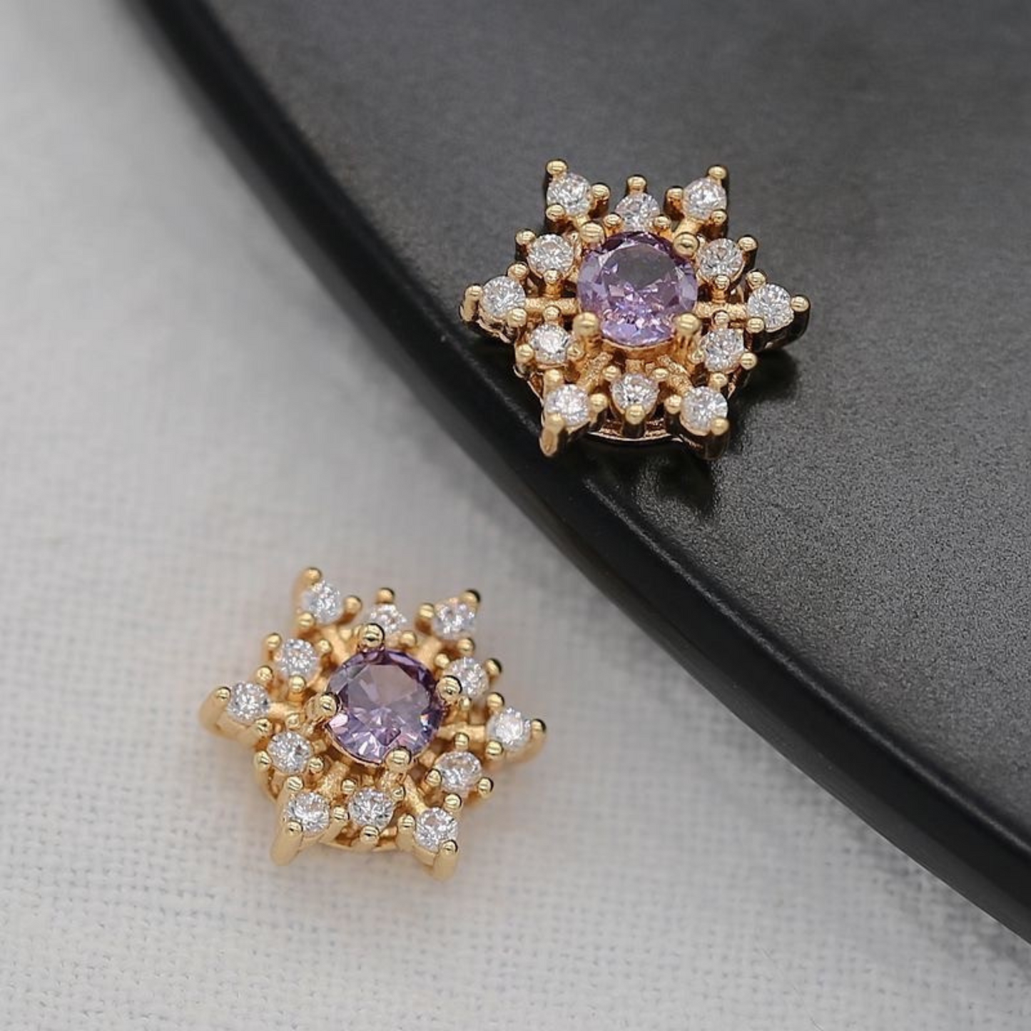 【S06】1PCS Hexagram CZ Spacer Beads – Sparkling 6-Point Star Beads, Gold/Silver-Plated, for DIY Bracelets & Jewelry Making