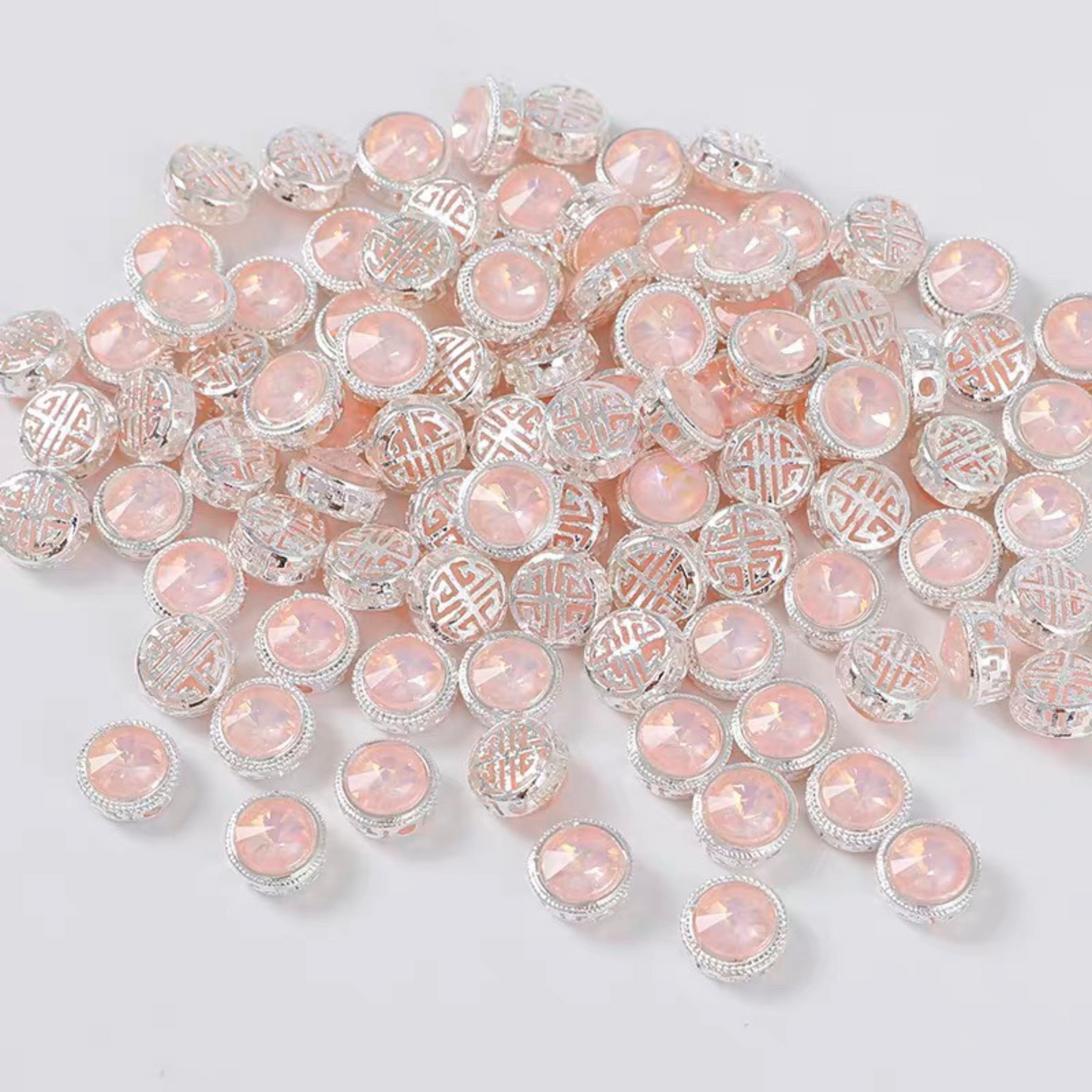 【S03】3PCS 12mm Jelly Cat Eye Rhinestone Spacer Beads – Silver Base, Full Hole, for DIY Bracelets & Necklaces