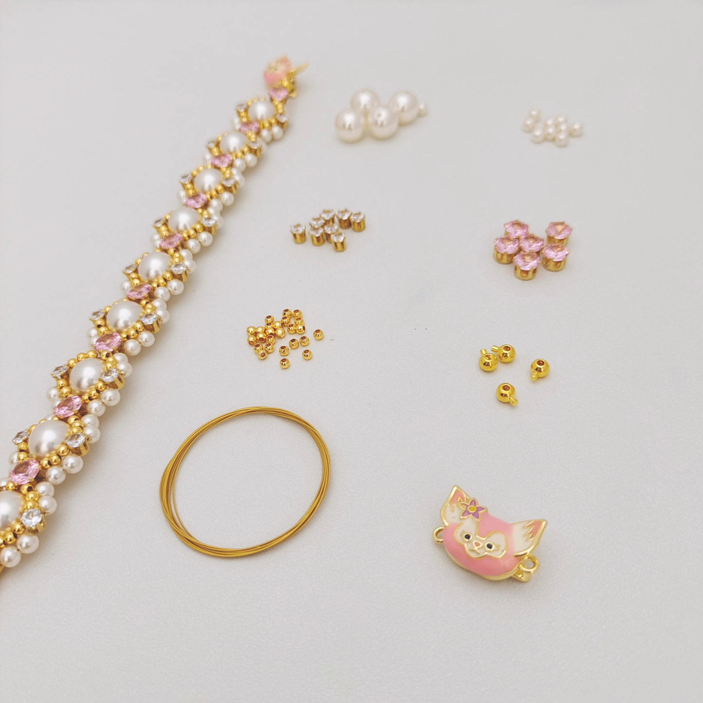 【No.54】 LinaBelle Inspired Premium DIY Bracelet Craft Kit | Gold, Pink & Pearl | Includes Video Tutorial