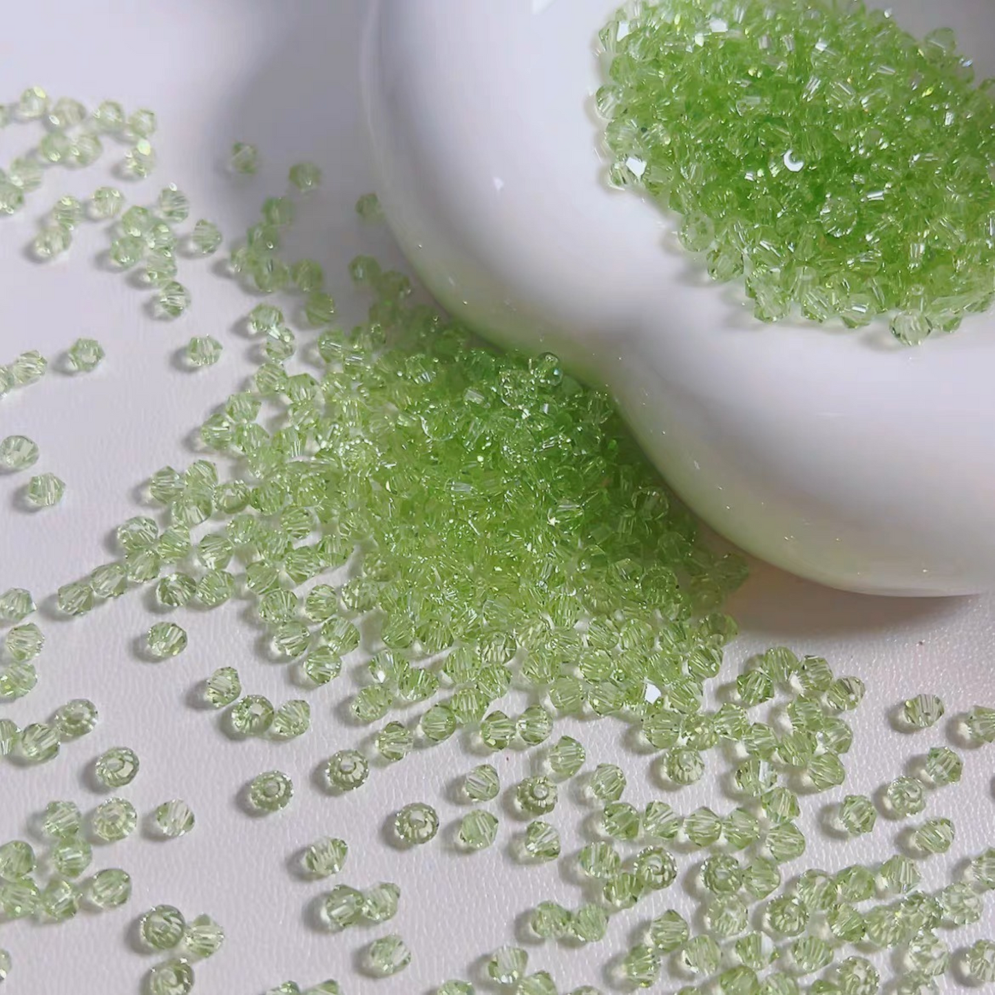 【L06】200pcs 3mm Transparent Diamond-Cut Glass Beads – Spacer Beads for DIY Bracelets & Necklaces