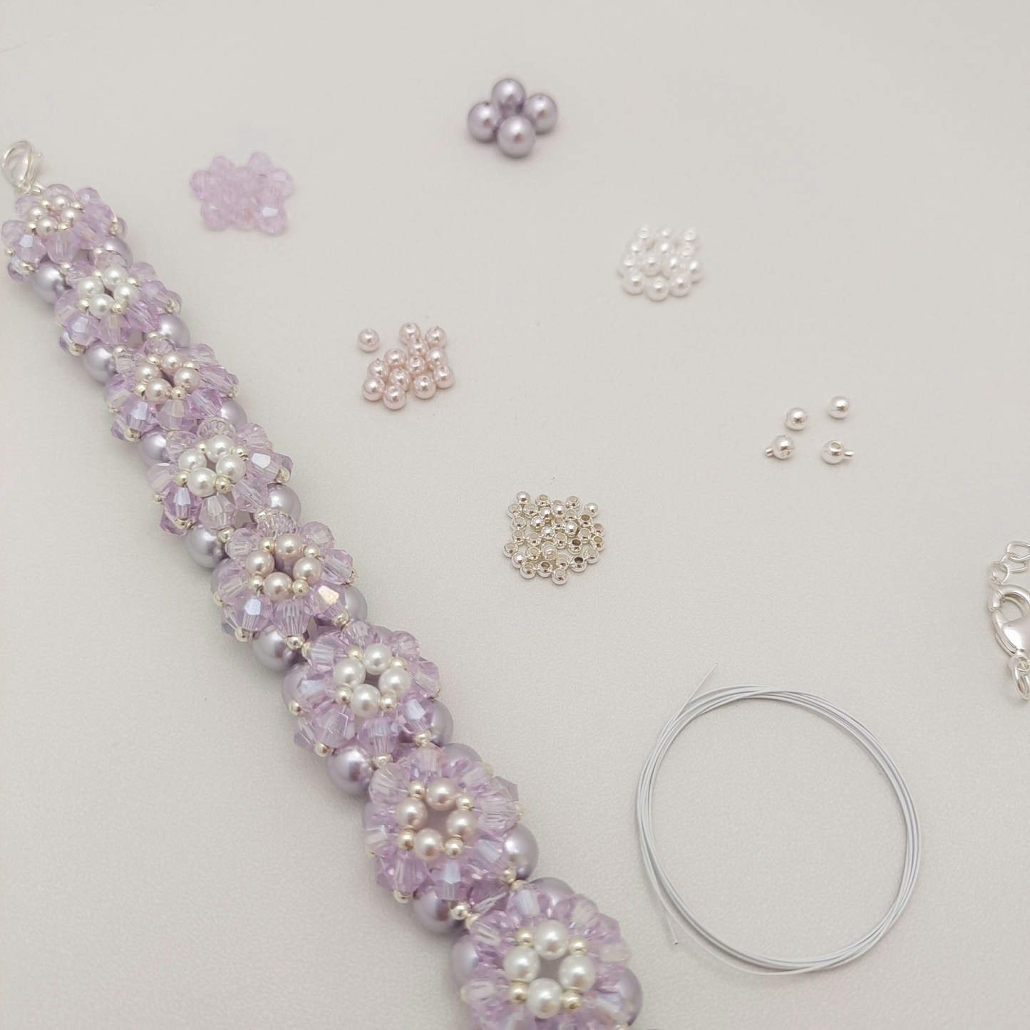 【No.96】DIY Kit – Little Sunflower Bracelet | Full Tutorial | Pearls & Rhombus Beads