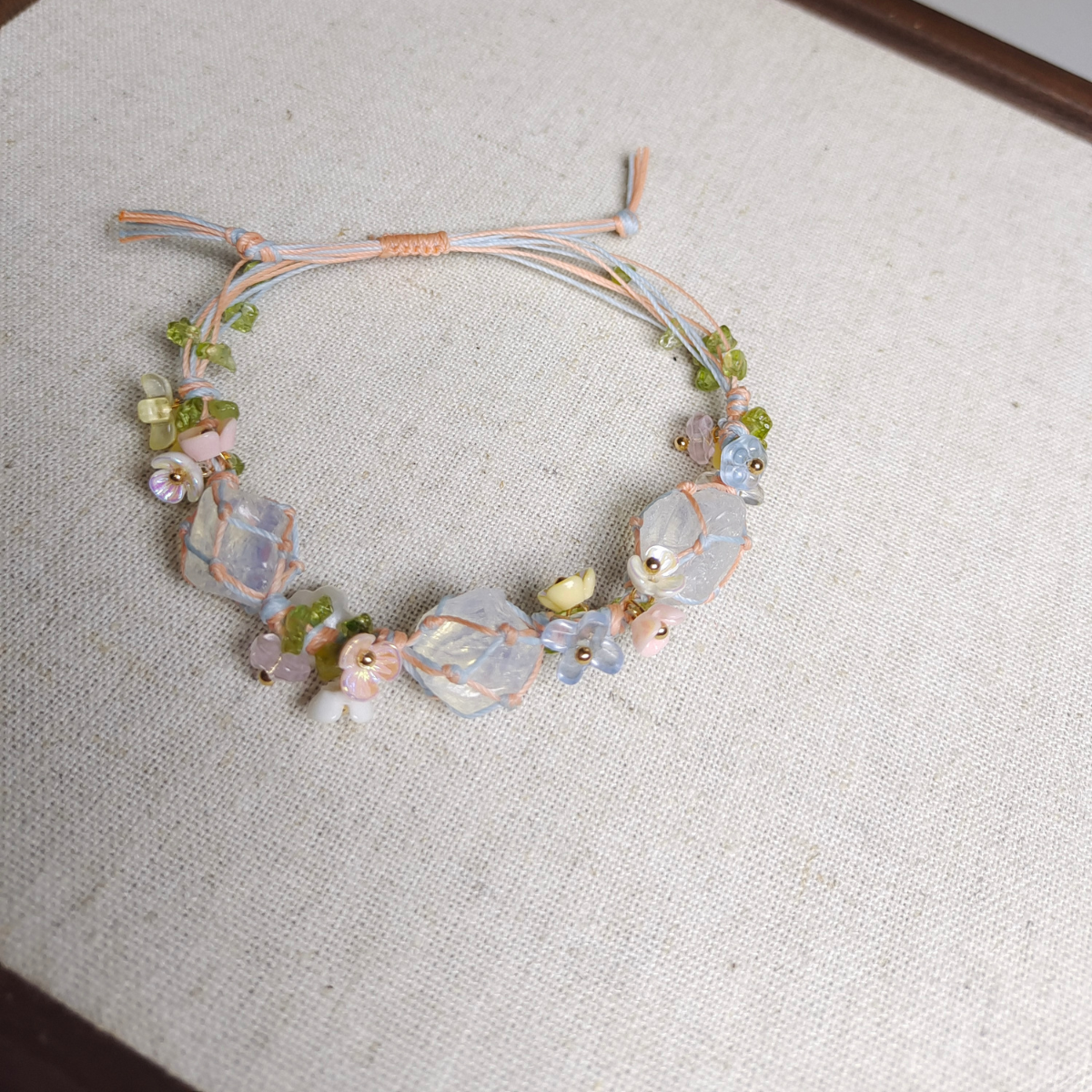 Handmade opal wire bracelet in full layout
