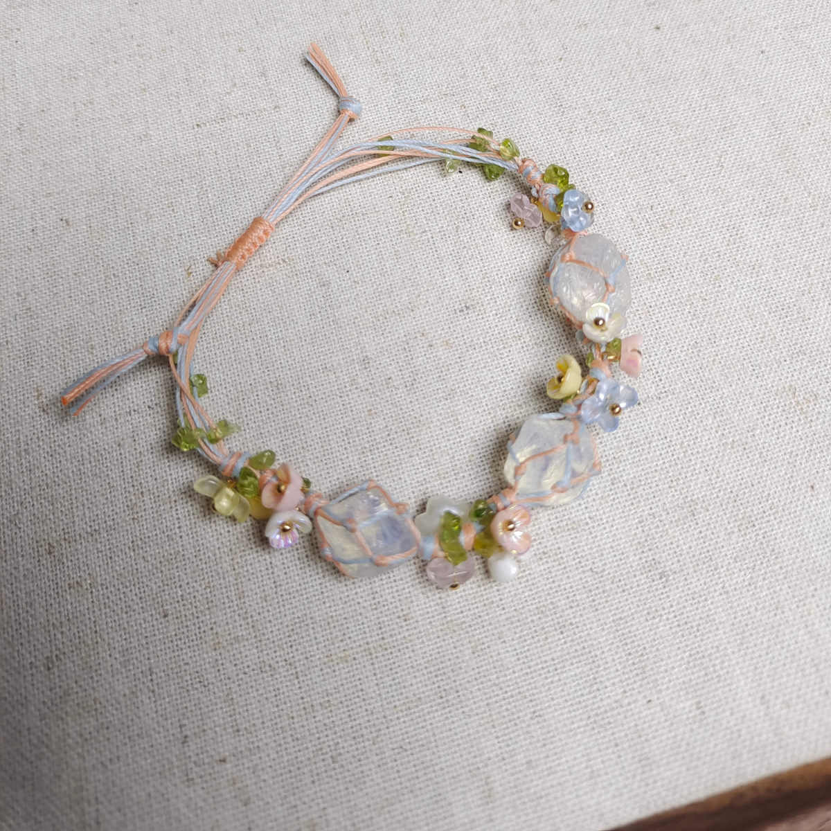 Wire-wrapped opal bracelet display