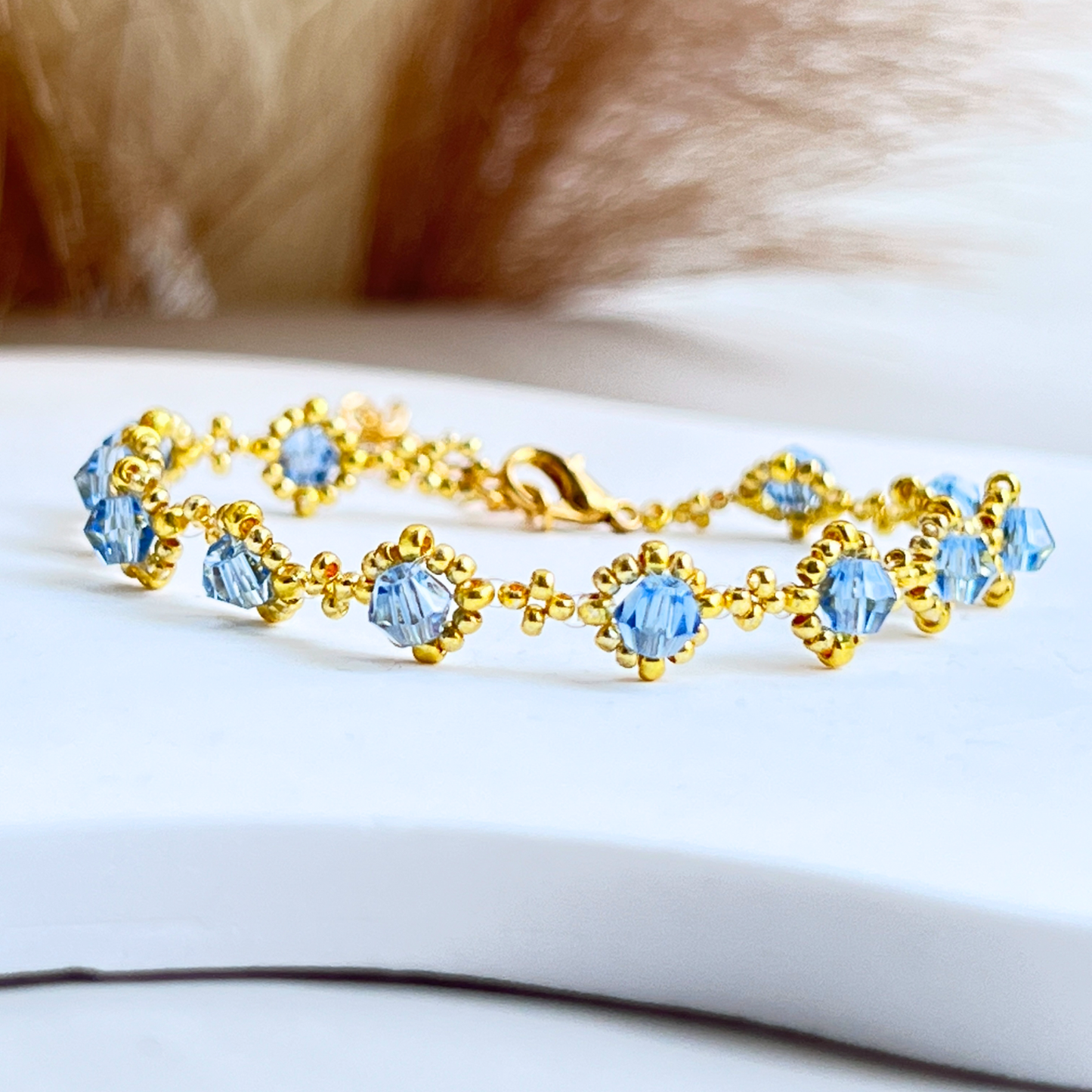 Handmade sky blue beaded bracelet