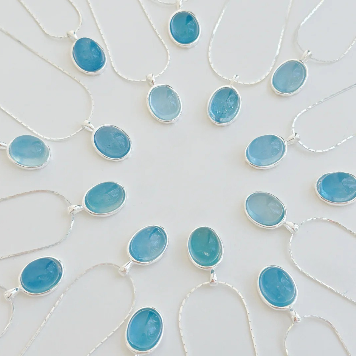 Aquamarine necklace close-up