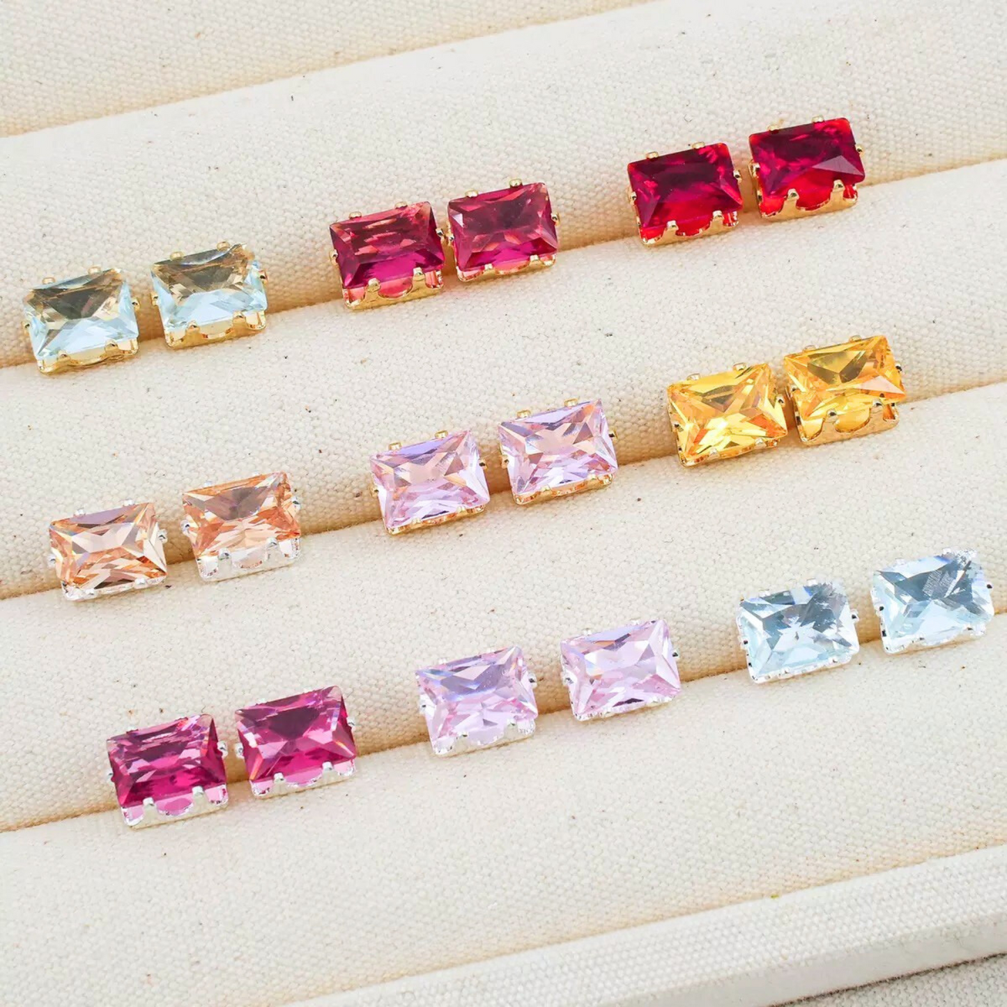 baguette zirconia beads with precision claw settings