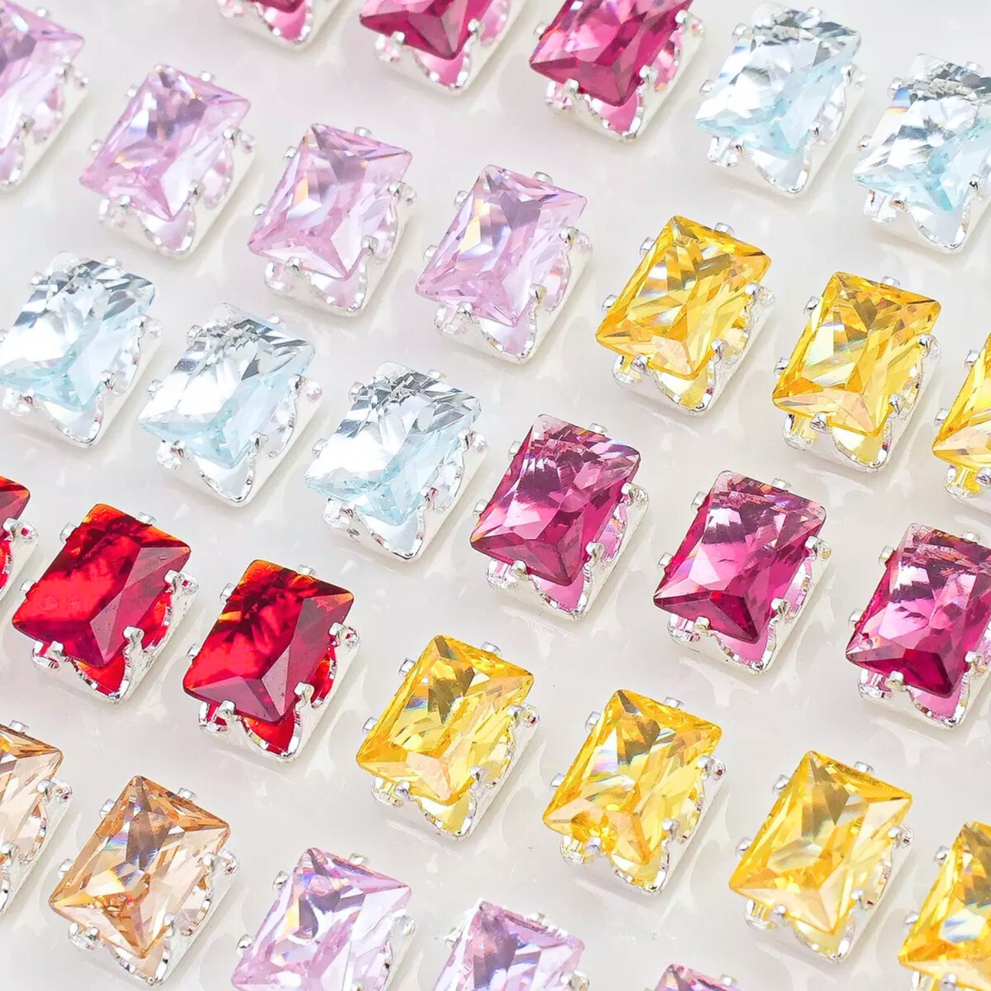Silver-plated baguette zirconia crystals
