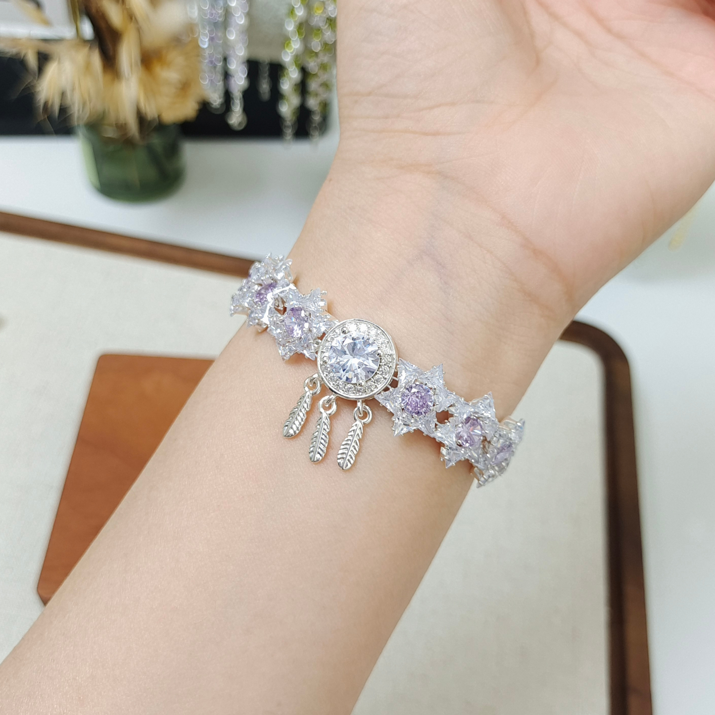 Zircon hexagram handmade bracelet worn on wrist