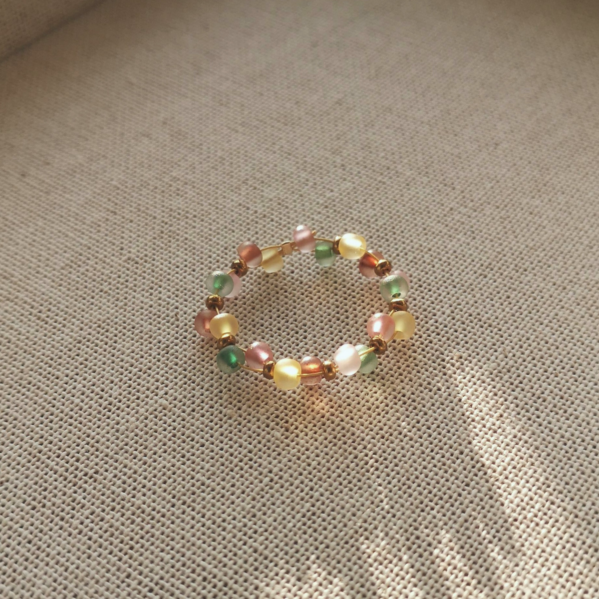 Handmade seed bead ring – showcasing delicate beadwork for a stylish, personalized accessory