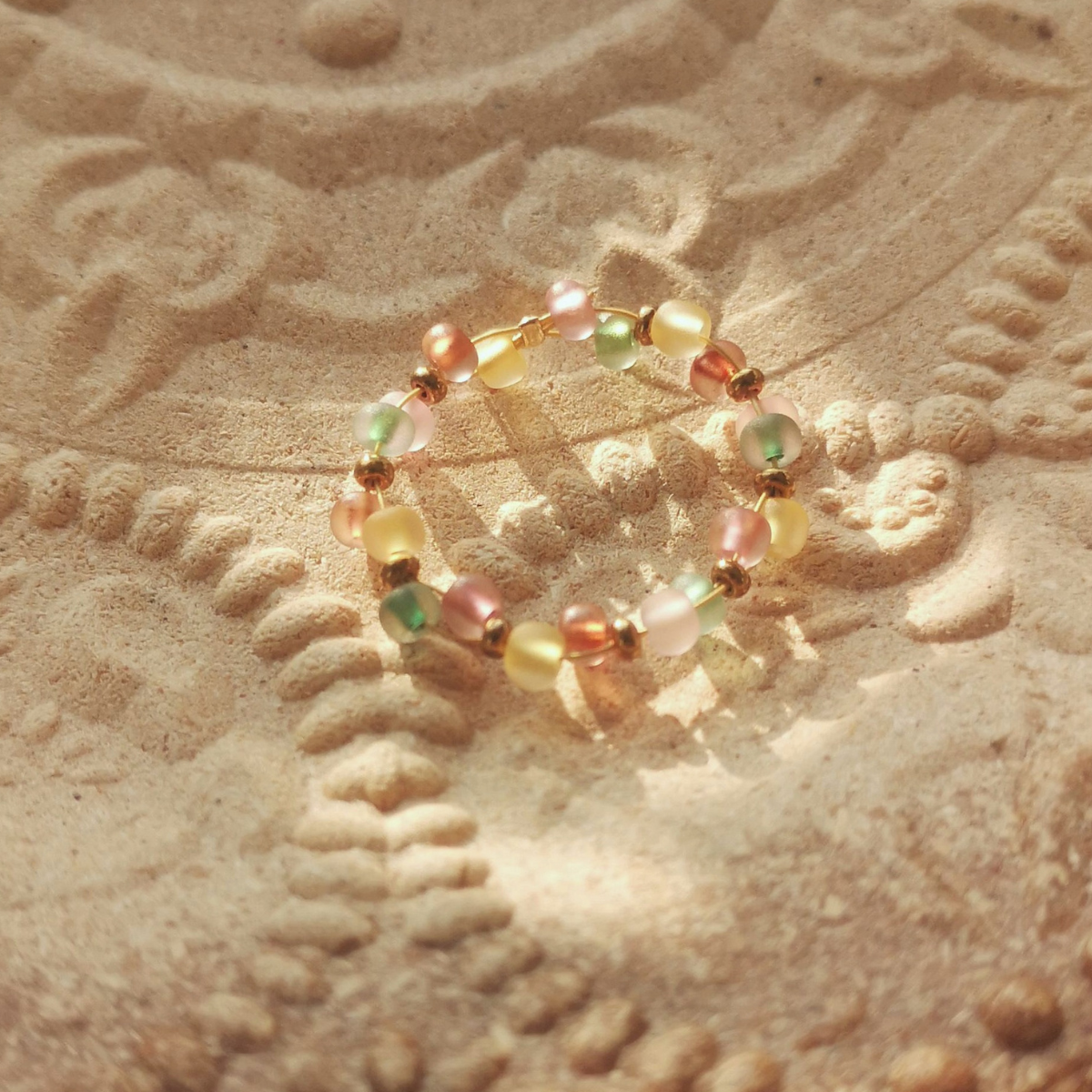 Seed bead ring close-up