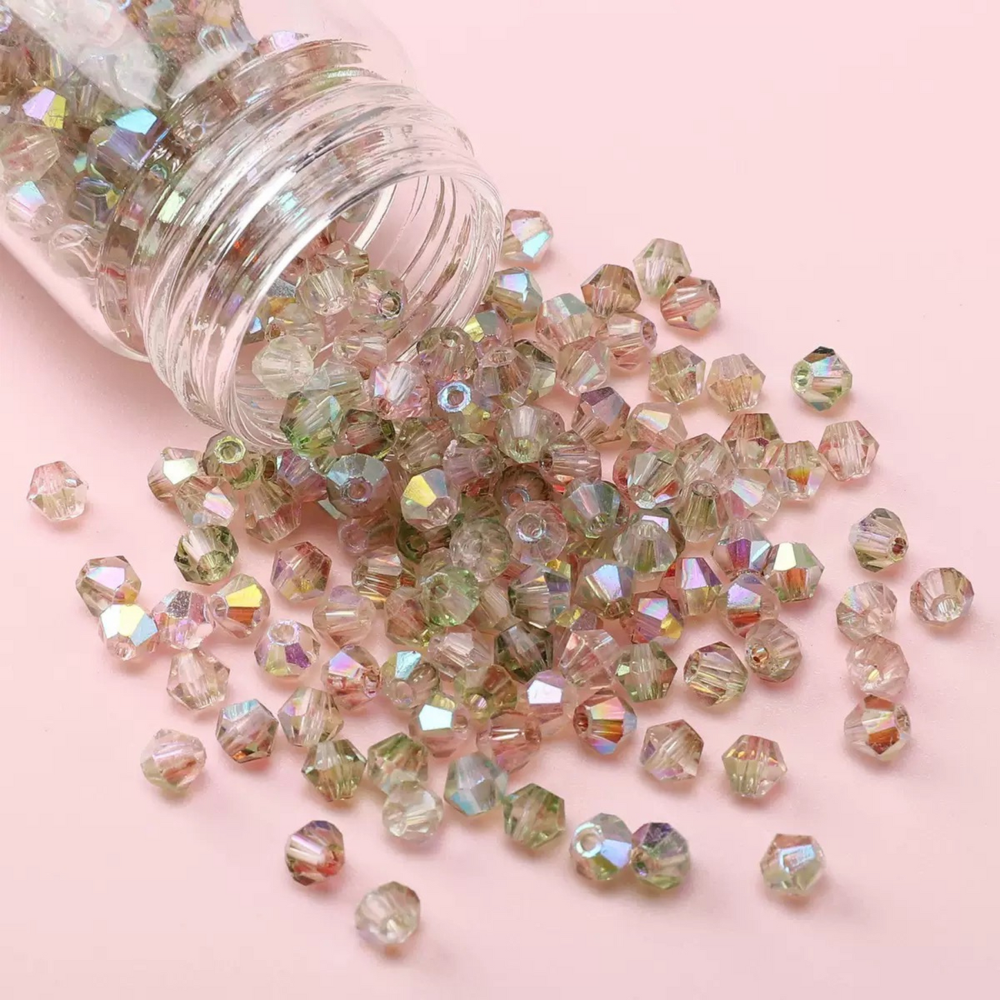 Aurora diamond-shaped crystal beads with rainbow shimmer finish