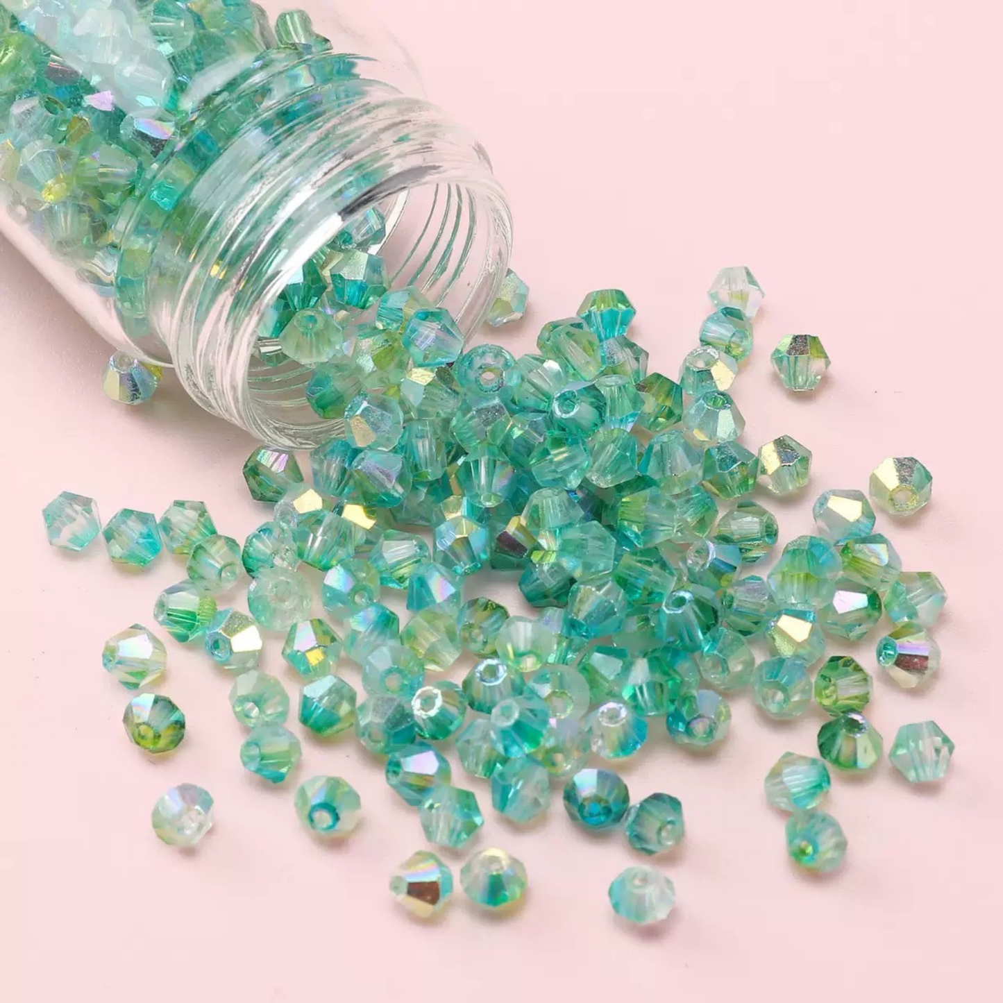 Iridescent aurora crystal beads in diamond shape