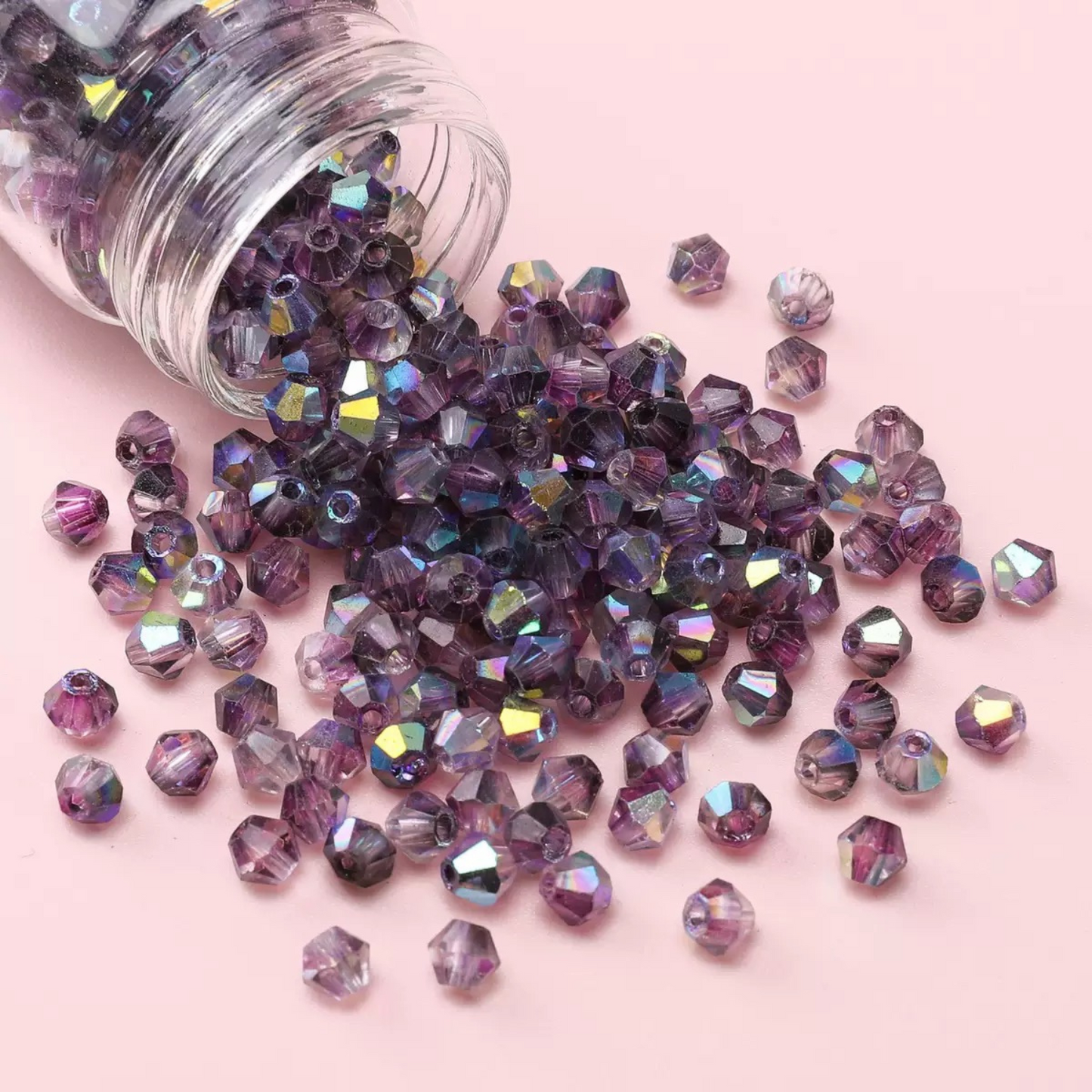 Color-shifting aurora crystal beads with diamond facets