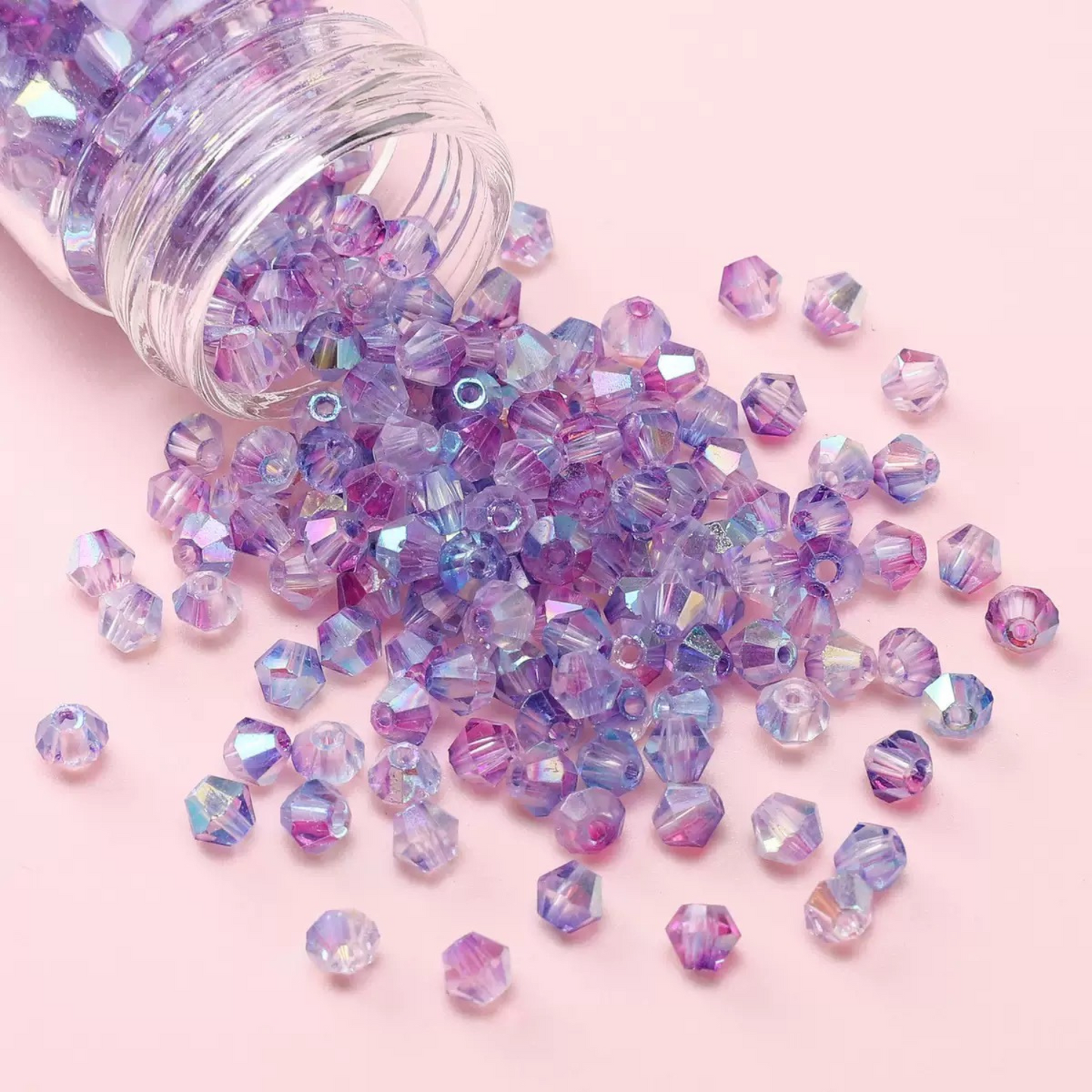 Iridescent diamond-cut beads with aurora glow for DIY crafts