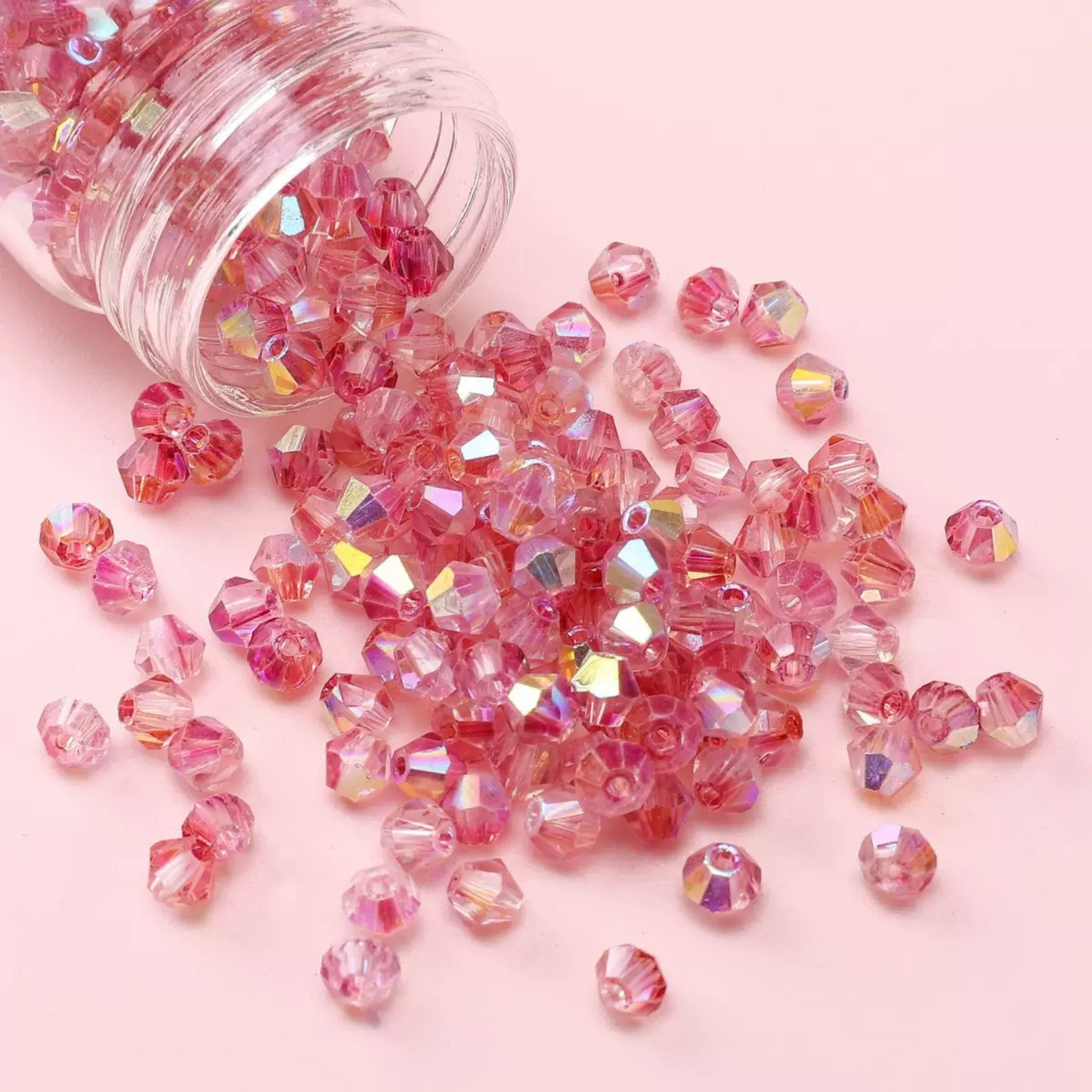 Aurora diamond-shaped crystal beads with rainbow shimmer finish