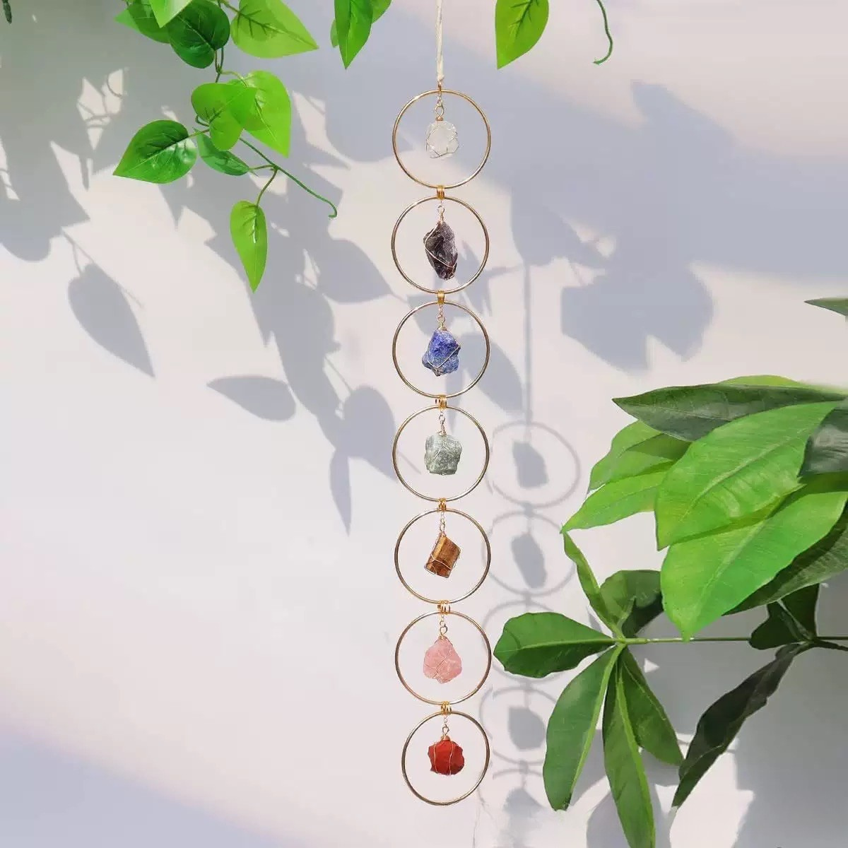 Crystal raw stone window hanging