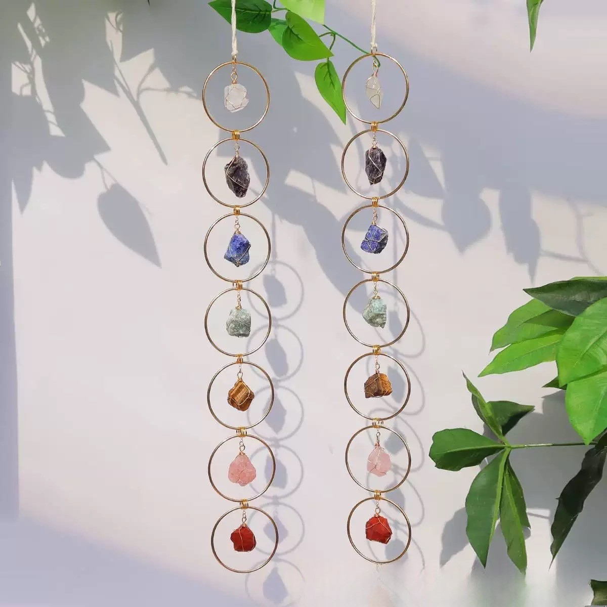 Full display of raw crystal window hanging