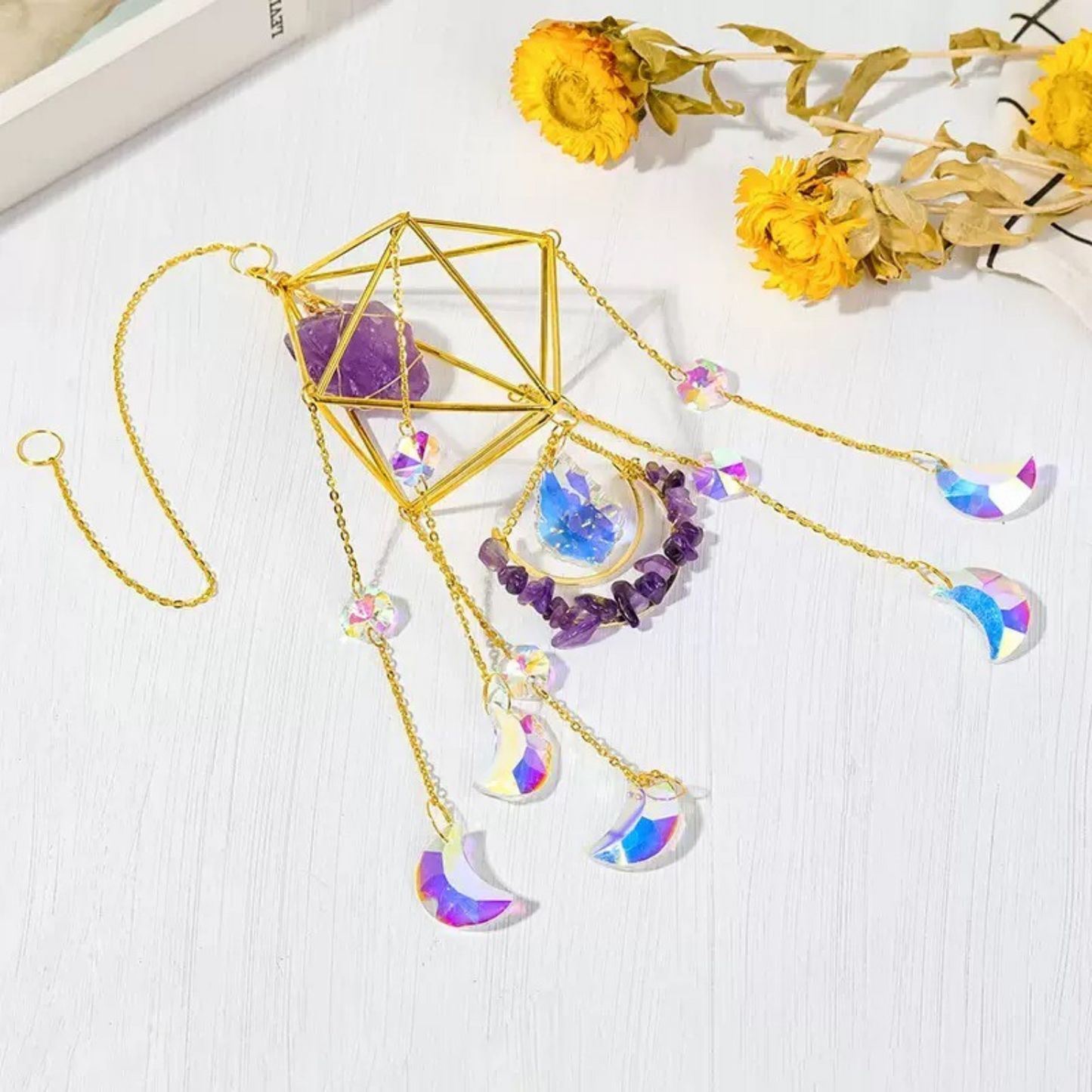 Handmade suncatcher with amethyst