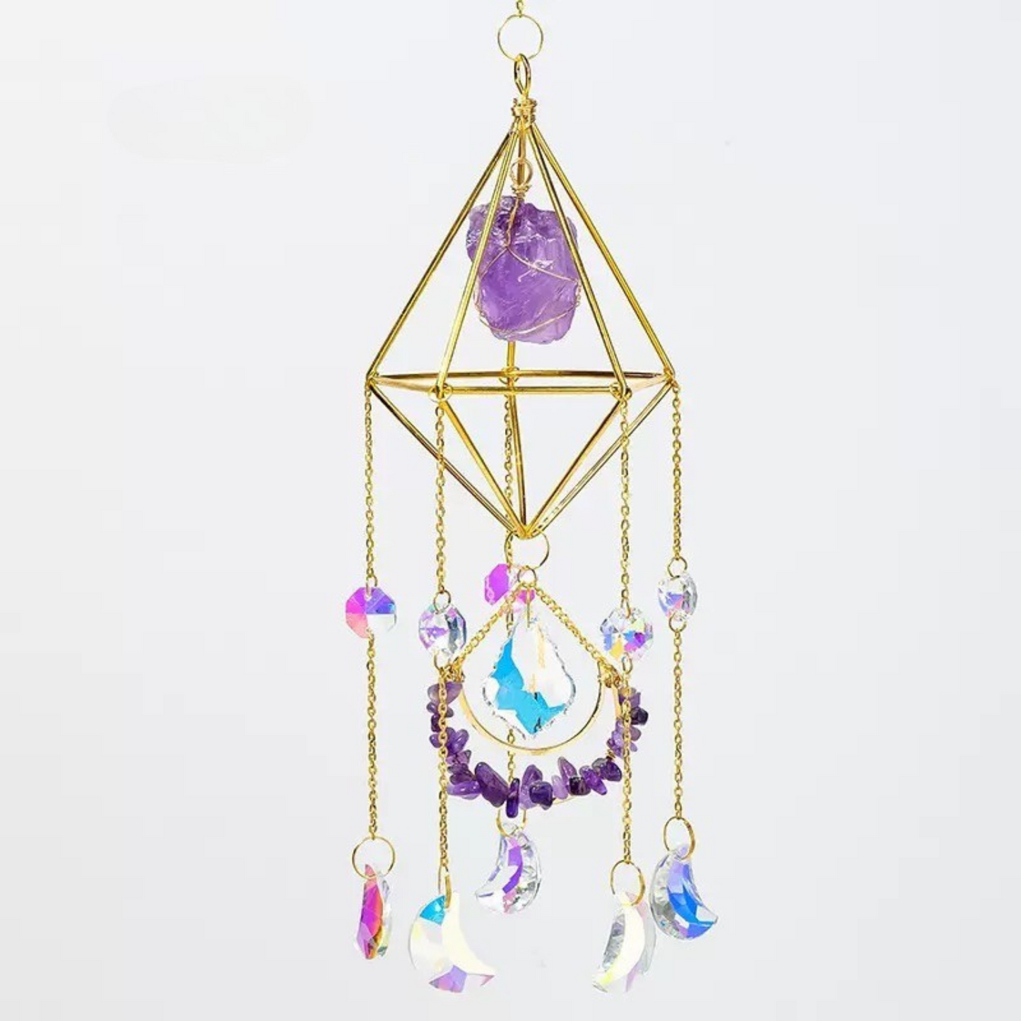 Amethyst & fluorite suncatcher